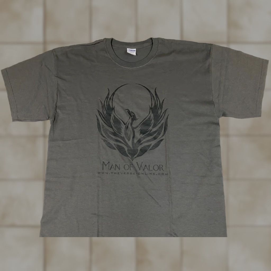 Gildan Man of Valor Mens Shirt XL Gray T-Shirt Crew Neck Cotton Short Sleeve Logo Halloween Sports Regular Gildan Mens Size US XL / EU 56 / 4 - 1 Thumbnail