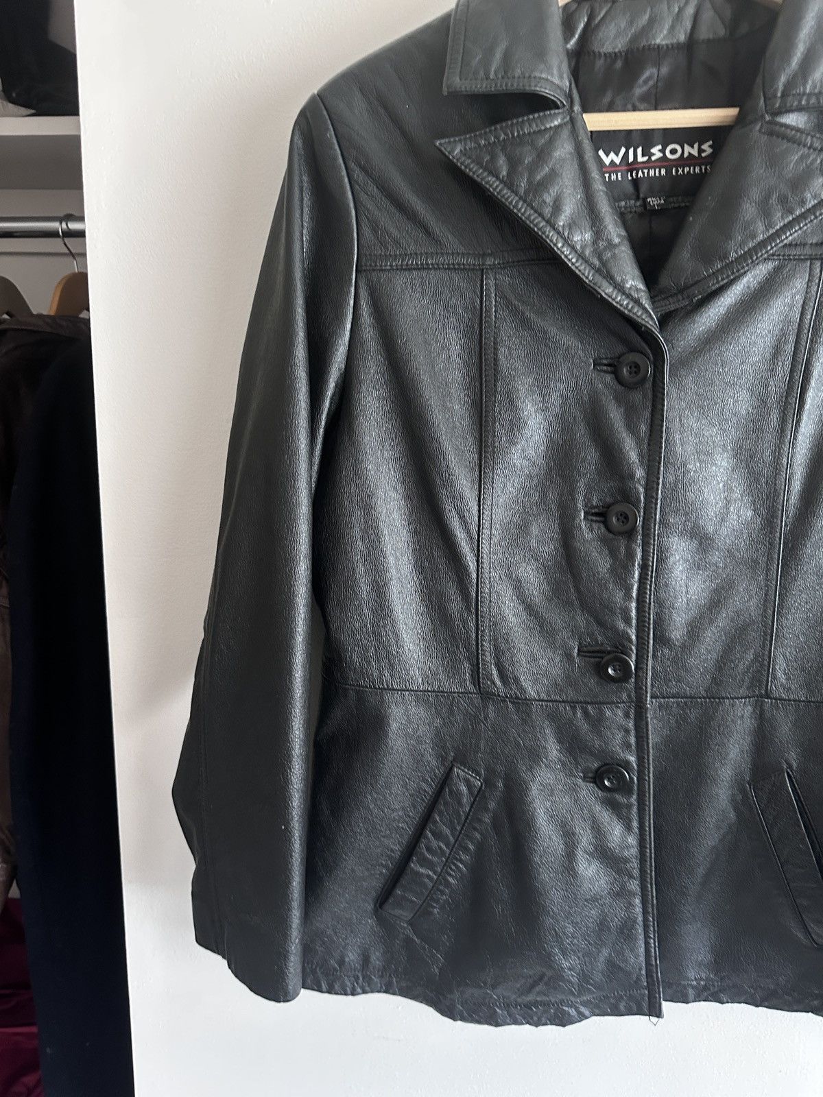 Vintage × Wilsons Leather Black Wilsons Leather Blazer Size L / US 10 / IT 46 - 2 Thumbnail