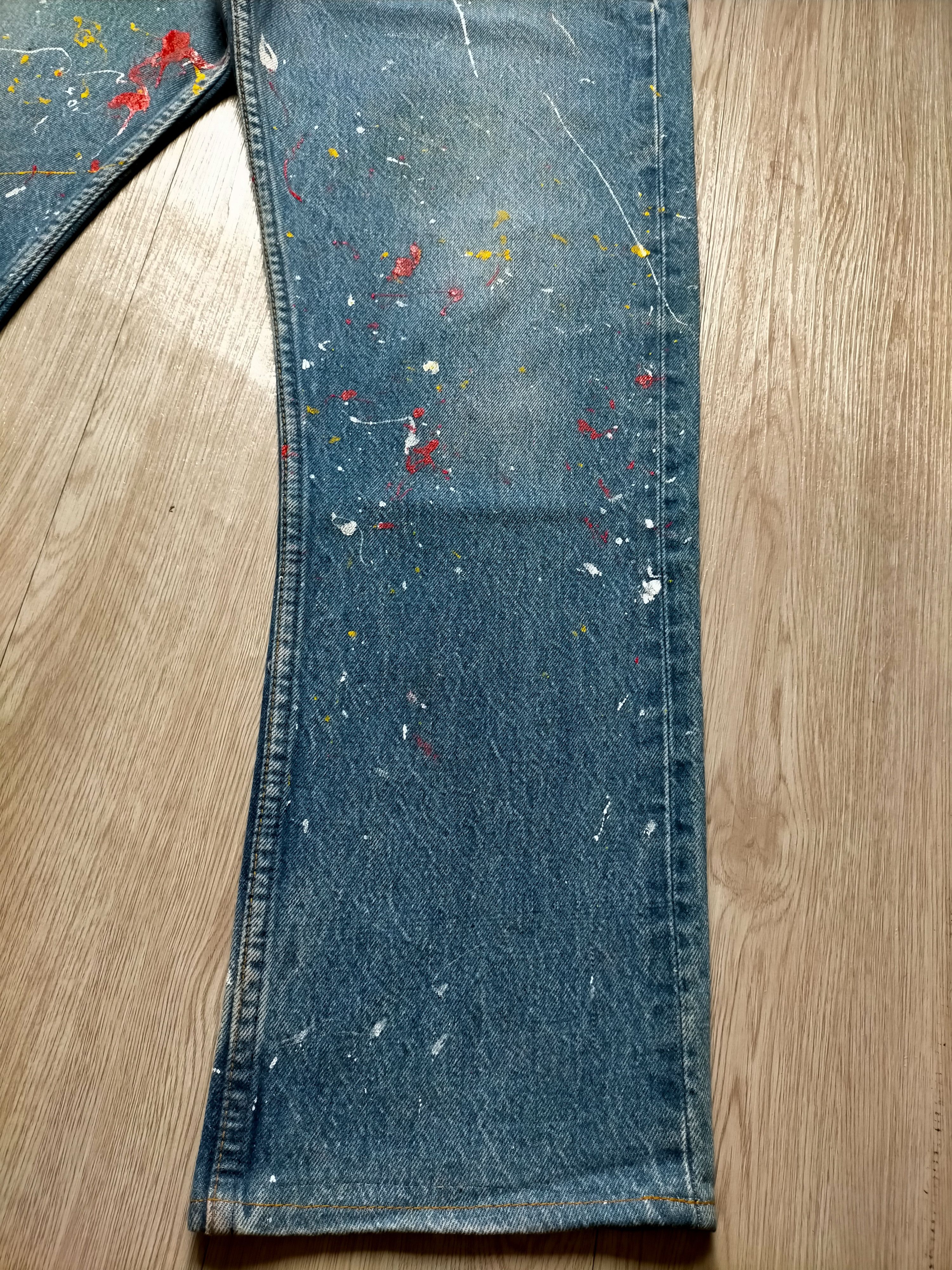 Levi's Vintage 80s Levis 501 usa Painted Denim Jeans Size US 33 - 8 Thumbnail
