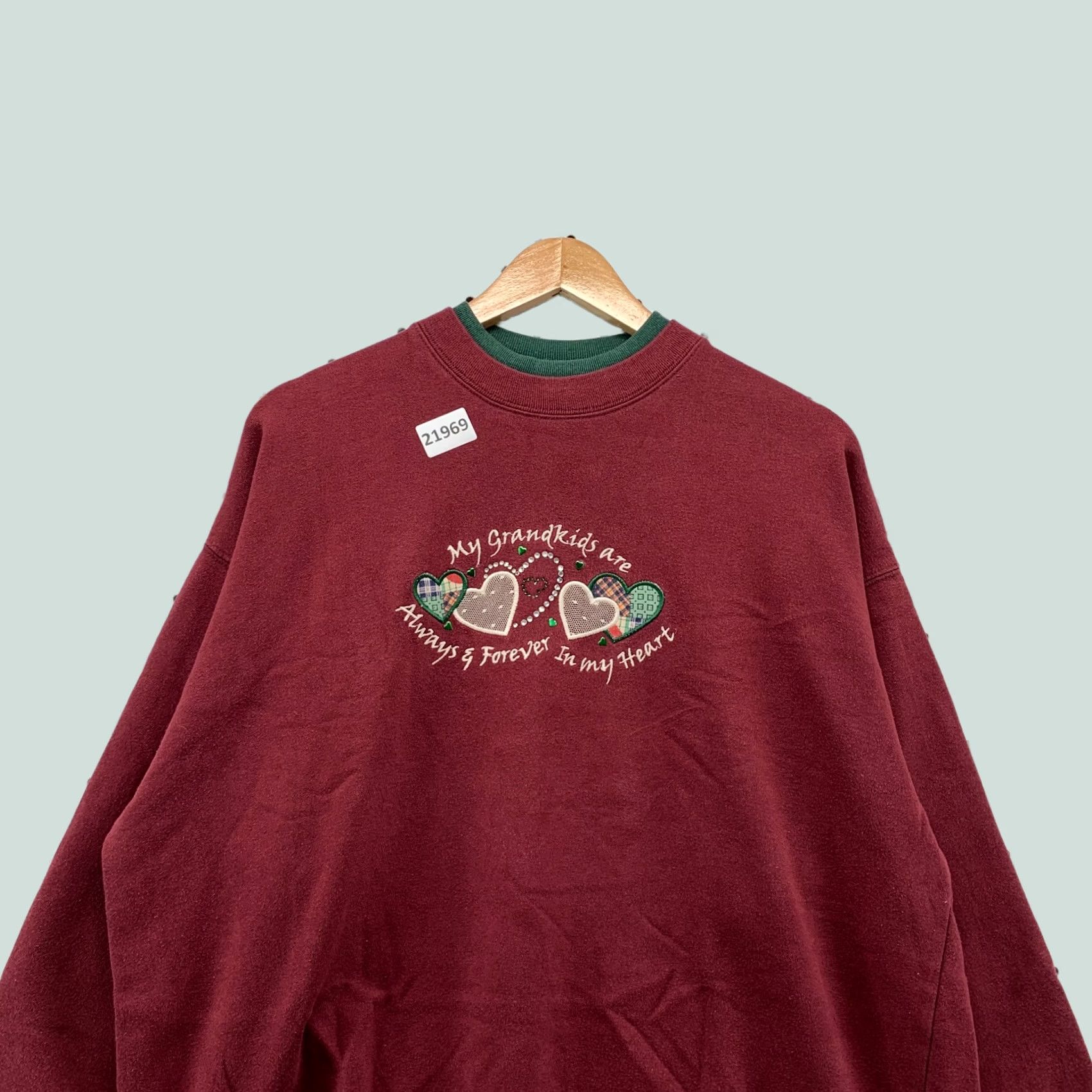 Vintage M&C Sportswear Sweatshirt Red Heart Love Embroidered Women Large Crewneck Size L / US 10 / IT 46 - 1 Thumbnail