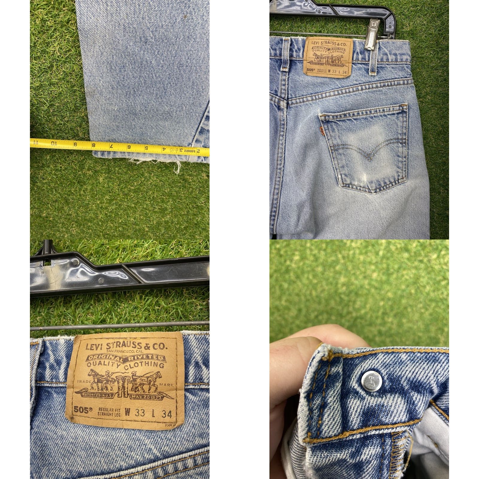 Levi's VINTAGE Levi's 505 Jeans Mens 33x34 Regular Fit Straight Leg Blue Denim Comfort Pockets 90s Size US 33 - 9 Thumbnail