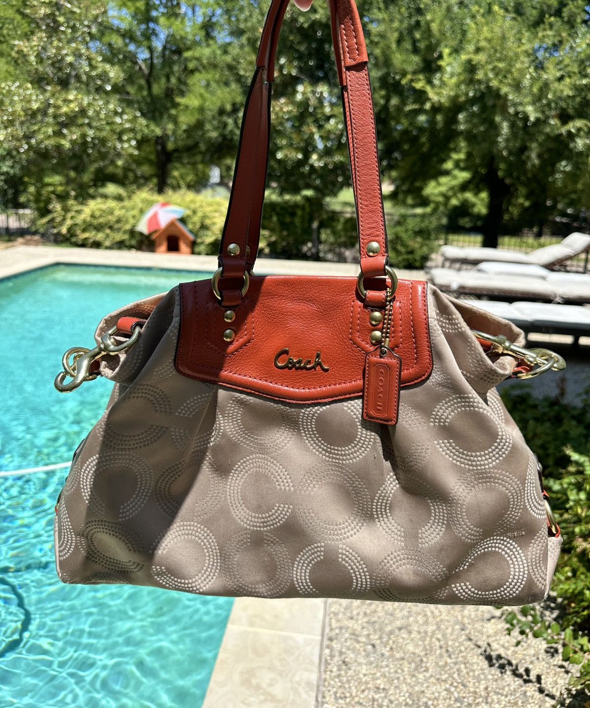 Coach Coach Ashley Dotted Op Art Beige Orange Carry All Satchel Size ONE SIZE - 1 Thumbnail