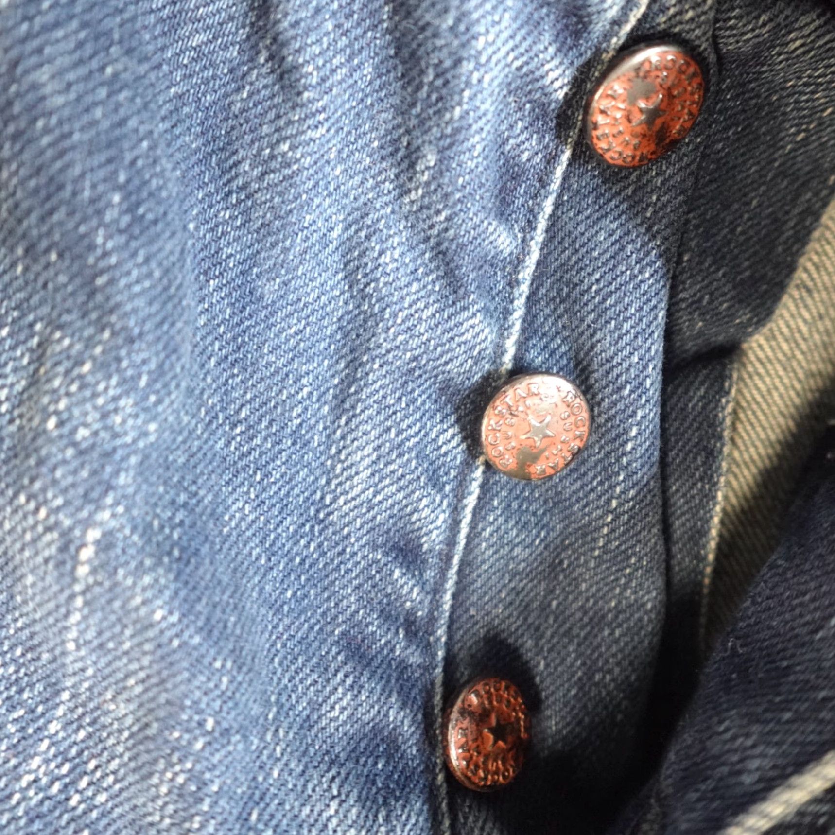 Vintage Rockstar Jeans 38 x 32 Blue Sushi Straight Button Fly USA Made Men Jeans Size US 38 / EU 54 - 6 Thumbnail