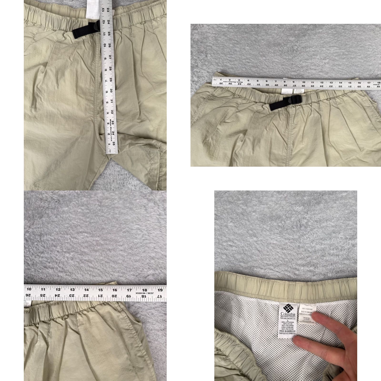 Vintage Columbia Shorts Men L beige Belted Lined Cargo Nylon 36x7 Outdoor Shell 90s? Size US 33 - 8 Thumbnail