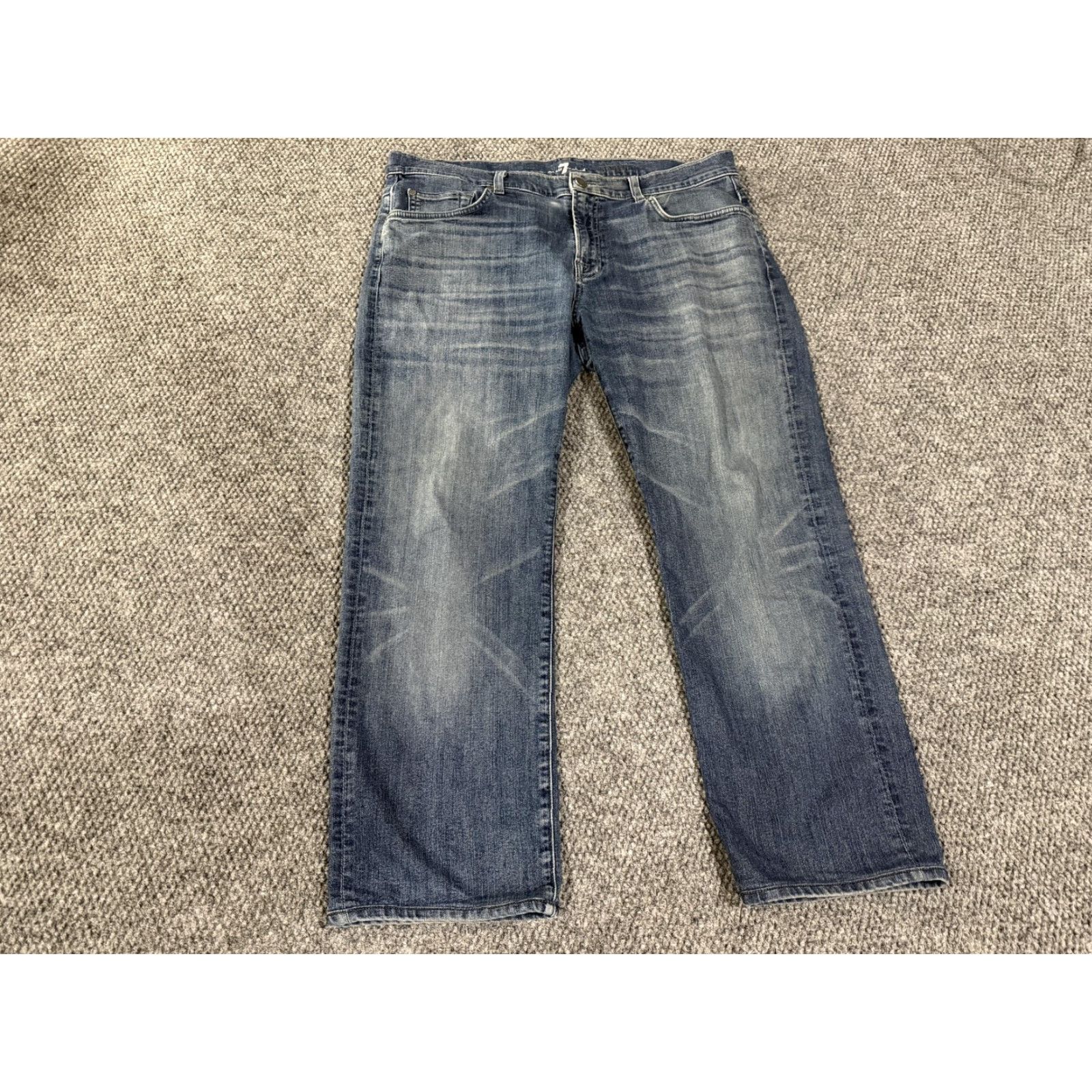 7 For All Mankind 7 For All Mankind Austyn Jeans Mens 36x27 Blue Relaxed Straight Denim Stretch Size US 36 / EU 52 - 2 Thumbnail