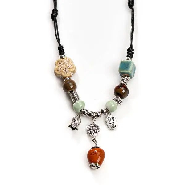 Vintage Vintage Ceramic Beads Handmade Necklace Size ONE SIZE - 1 Thumbnail