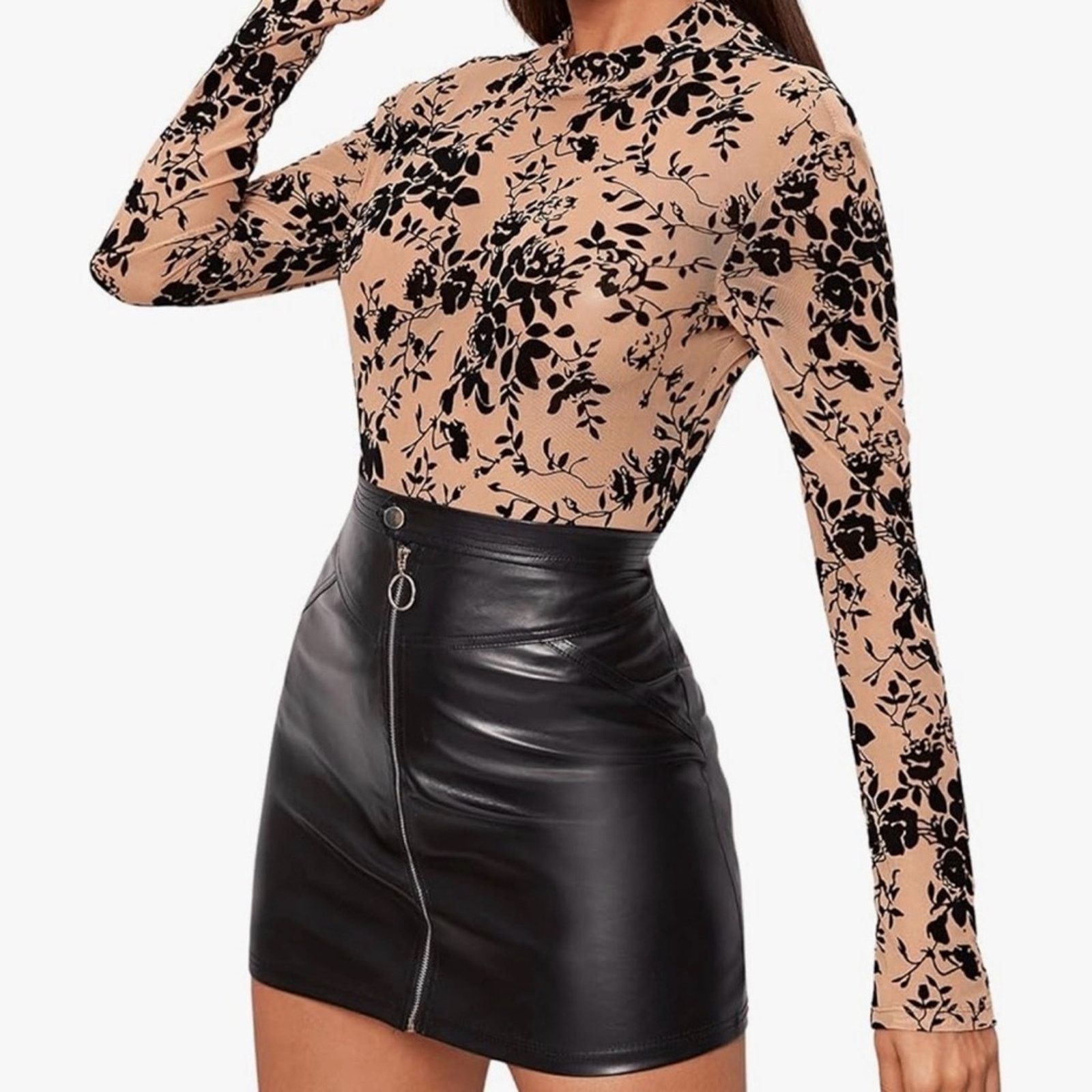 Other New Floral Black and Tan Long Sleeve Top size S Size S / US 4 / IT 40 - 4 Thumbnail