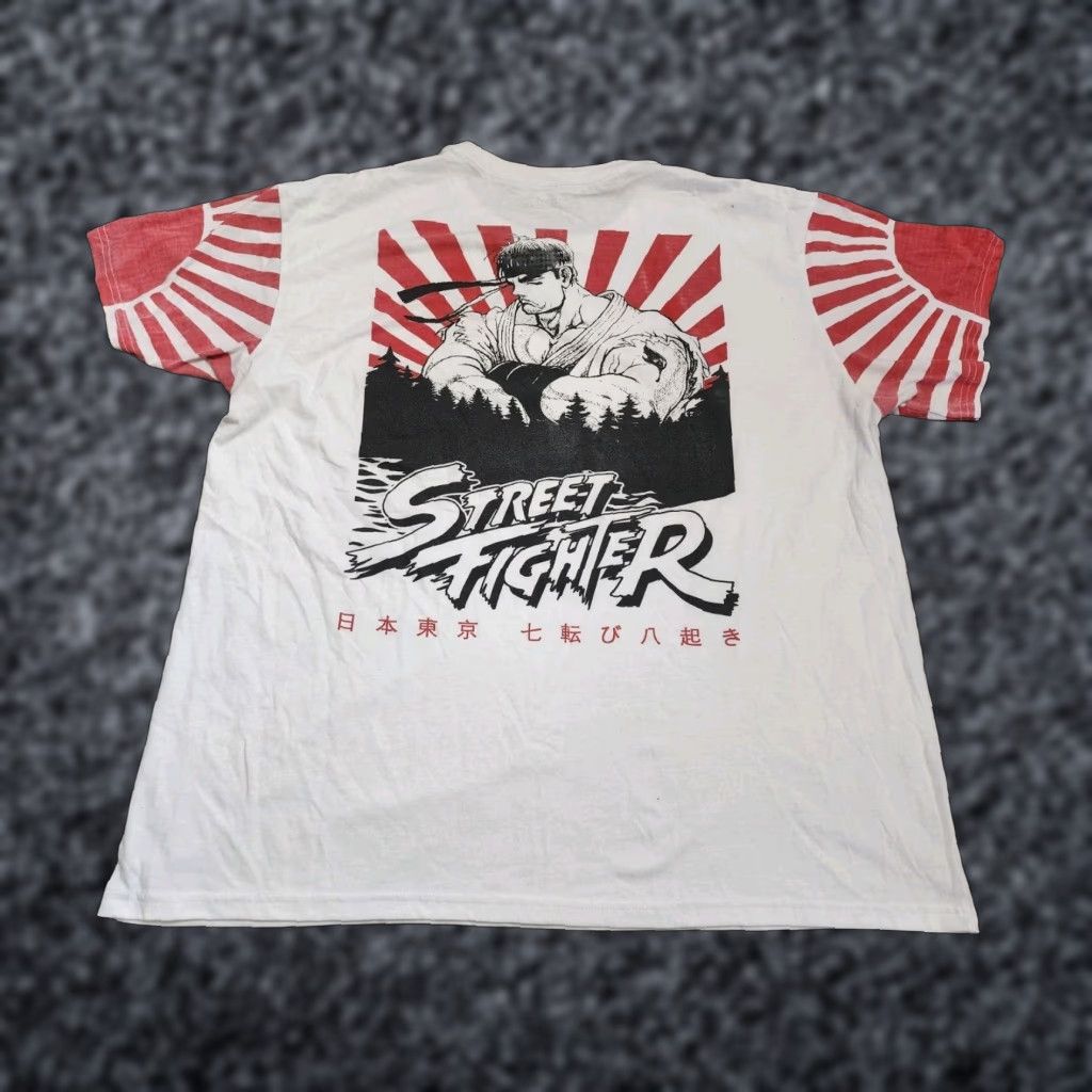 Doublet Mens 3XL Street Fighter Ryu Rising Sun T Shirt Double Sided Crew Neck White Graphic Tee Capcom 80s 90s Video game Mens Size US XXL / EU 58 / 5 - 1 Thumbnail