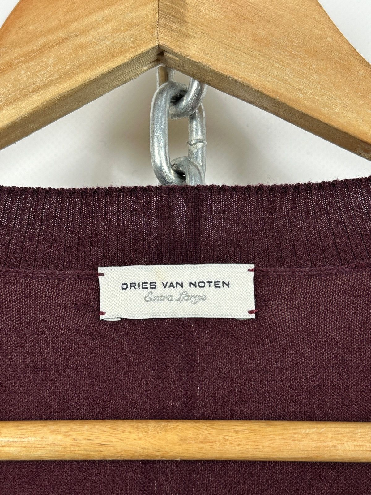 Dries Van Noten Dries Van Noten Burgundy V-Neck Lightweight Sweater Pullover Size US XL / EU 56 / 4 - 19 Thumbnail