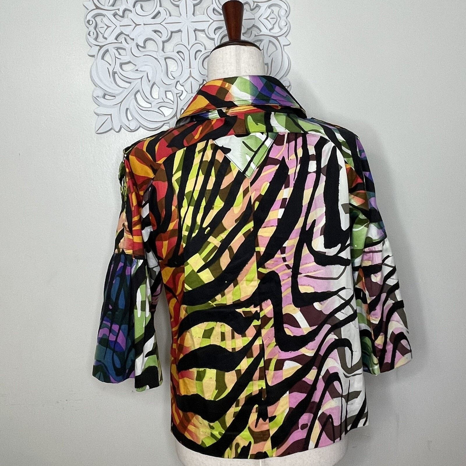 Other JUST B Women's Jacket MEDIUM Rainbow Tiger Stripe 3/4 Sleeve Size M / US 6-8 / IT 42-44 - 6 Thumbnail