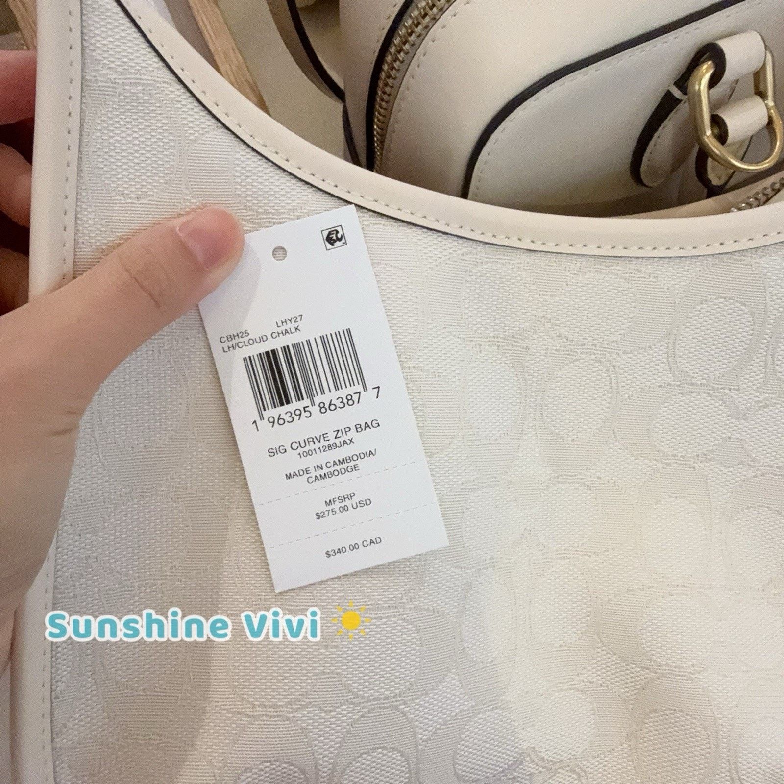 Coach NWT Coach Curve Zip Bag Signature Jacquard CBH25 Cloud Chalk Size ONE SIZE - 5 Thumbnail