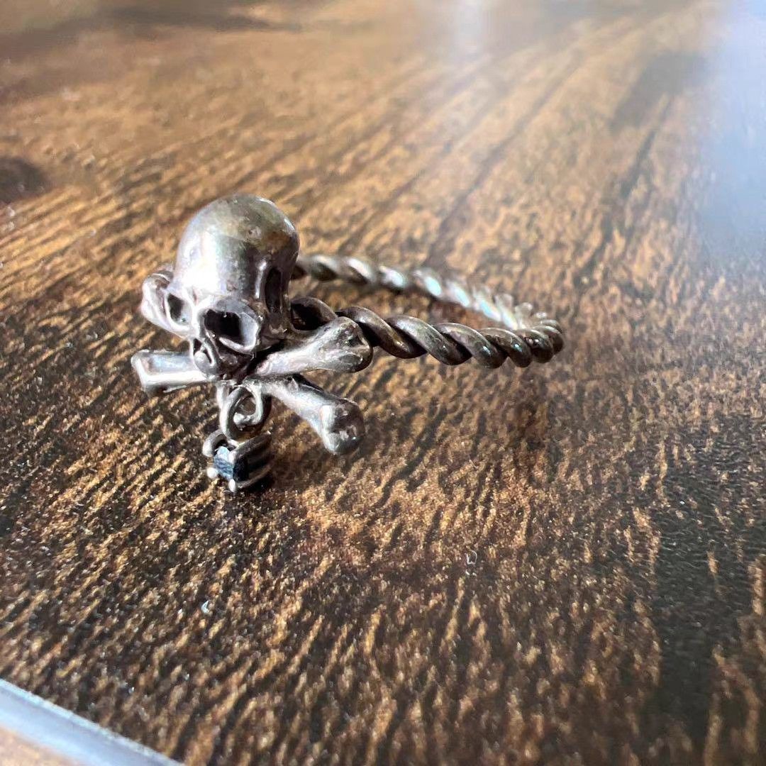 Roen Roen Skull Obsidian Sterling Silver Ring K11 Size ONE SIZE - 2 Thumbnail