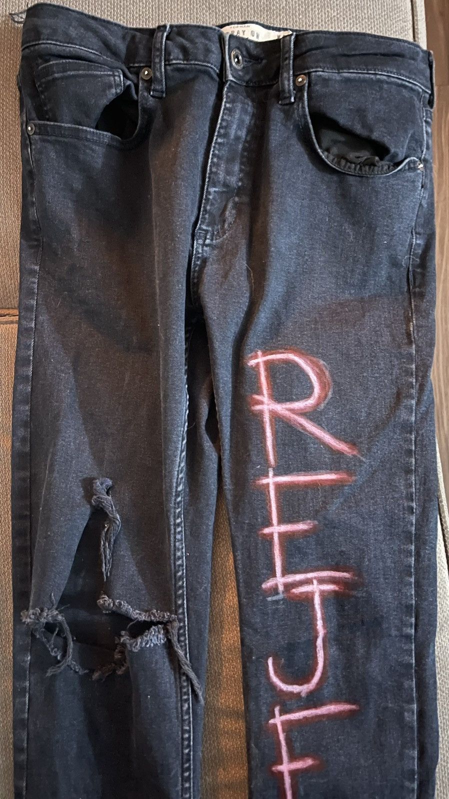 Other Custom handmade painted sewn jeans punk streetwear 1of1 Size US 34 / EU 50 - 4 Thumbnail
