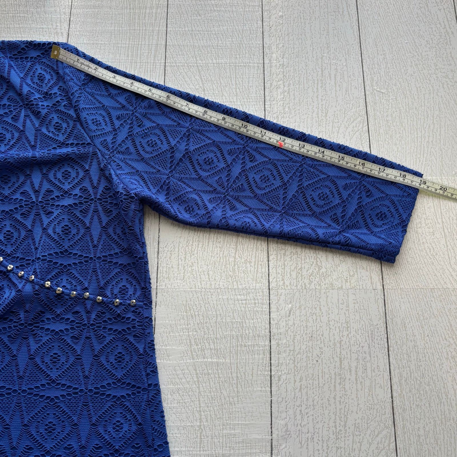 Other Ruby Rd. Blue Medallion Faux Wrap 3/4 Sleeve Shirt Large Size L / US 10 / IT 46 - 4 Thumbnail
