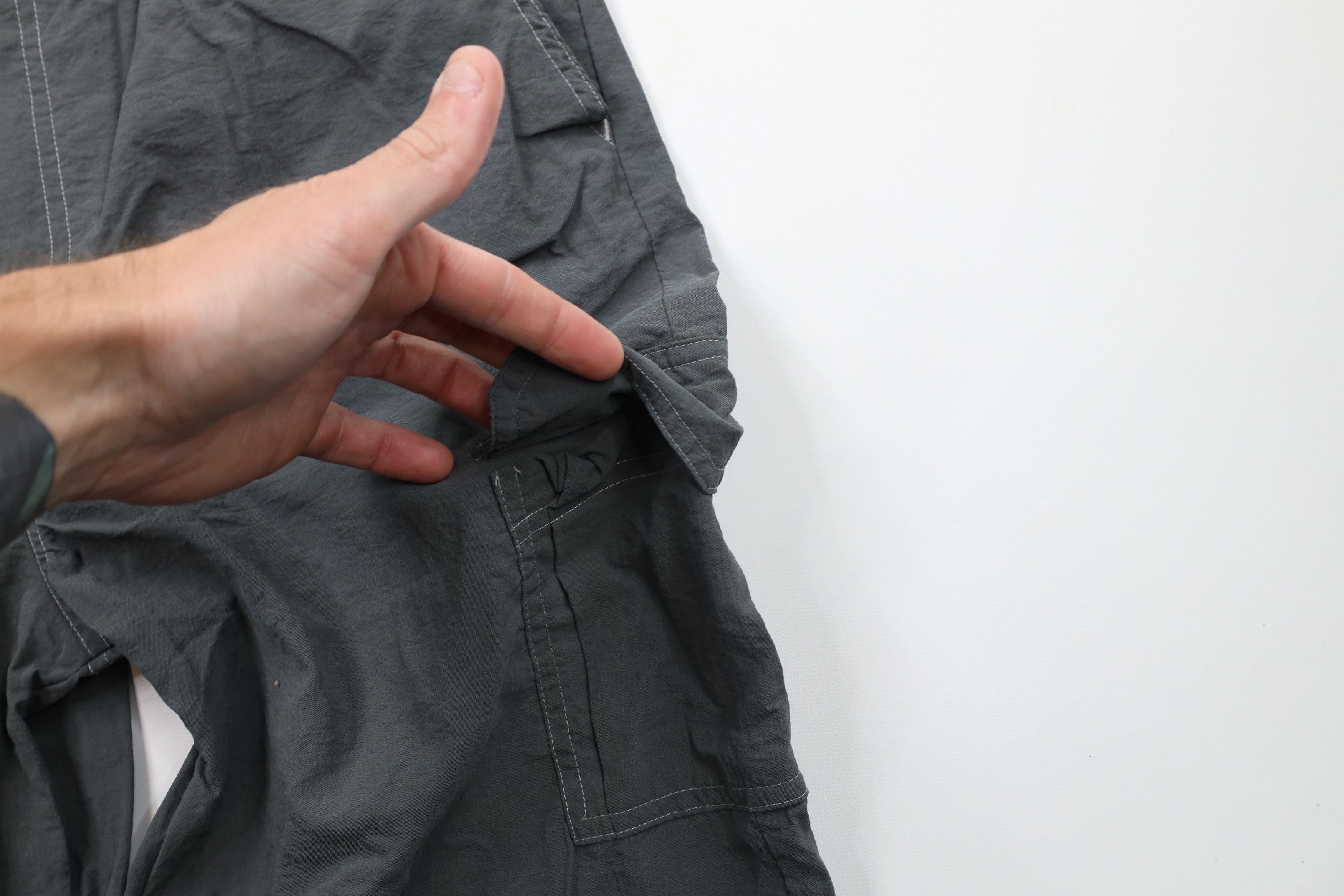 Vintage Vintage 90s Streetwear Double Knee Belted Flared Pants Gray Size US 34 / EU 50 - 6 Thumbnail