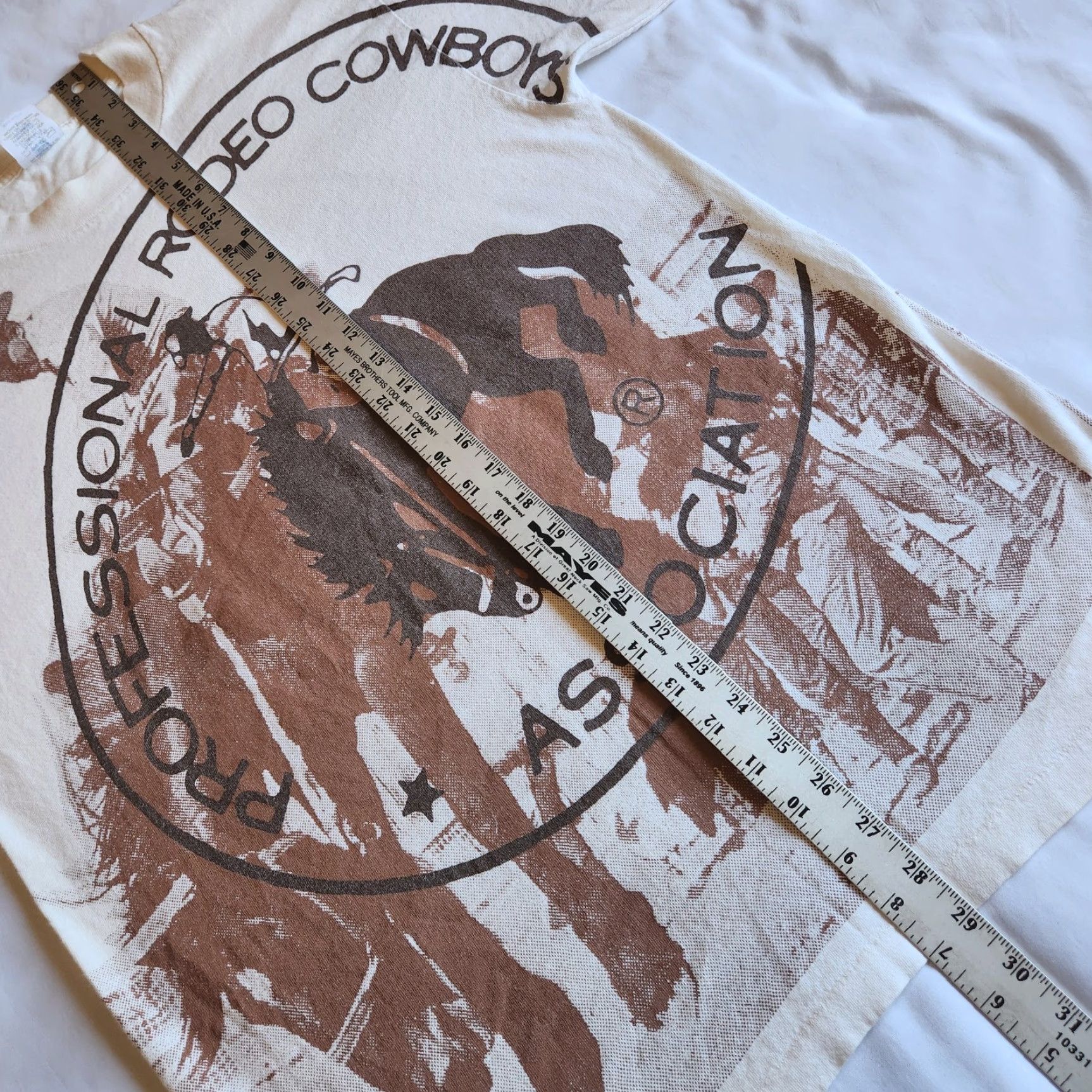 Vintage VINTAGE belton T-Shirt Cowboys Association Graphic Print Double-Sided L 90s USA Made White Crew Neck Mens Regular Short Sleeve Size US L / EU 52-54 / 3 - 7 Thumbnail