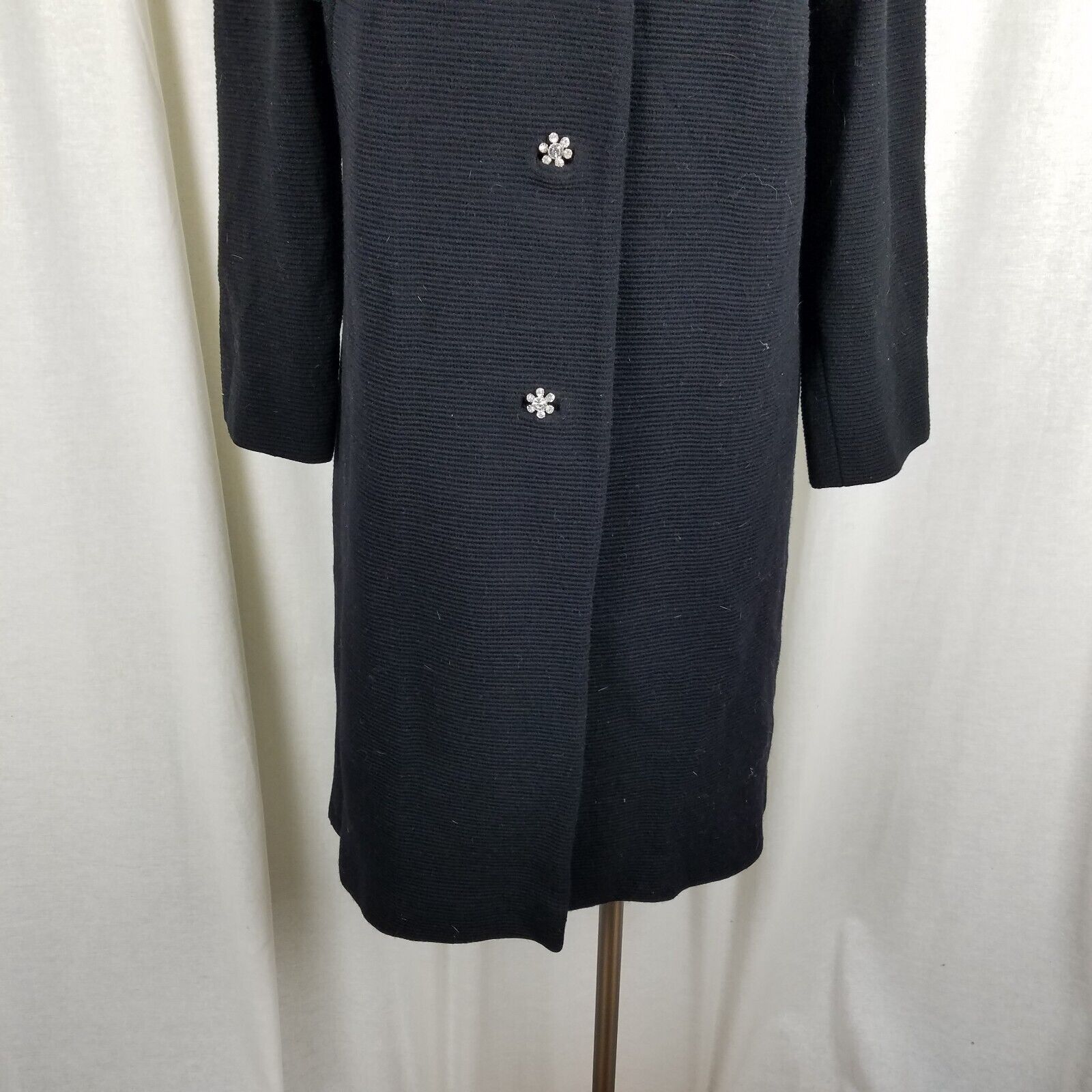 Vintage Vtg Ribbed 50s Mod Wool Peacoat Belgium Diamond Buttons Size M / US 6-8 / IT 42-44 - 3 Thumbnail