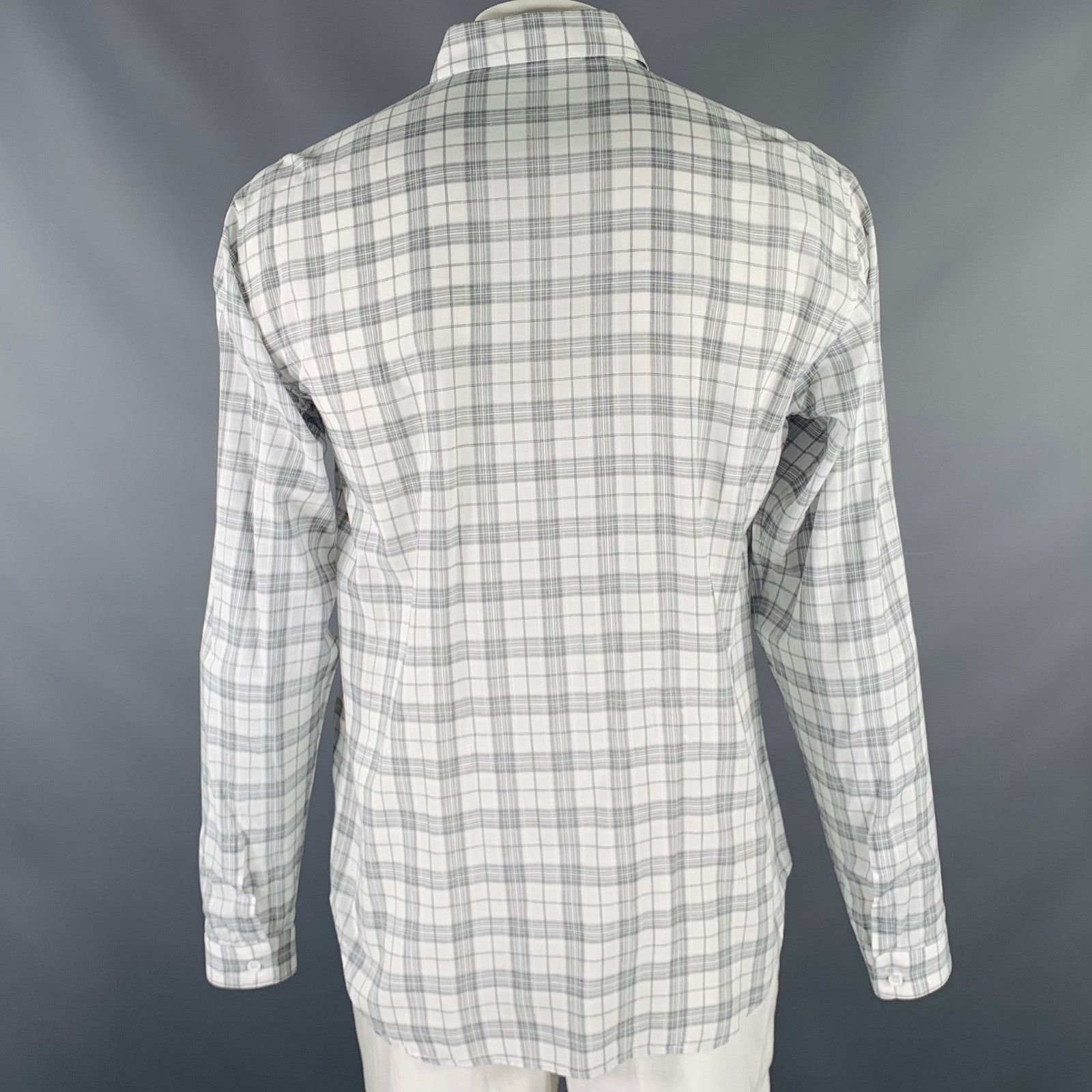 Dior L White Grey Plaid Cotton Button Up Long Sleeve Shirt Size US L / EU 52-54 / 3 - 4 Thumbnail