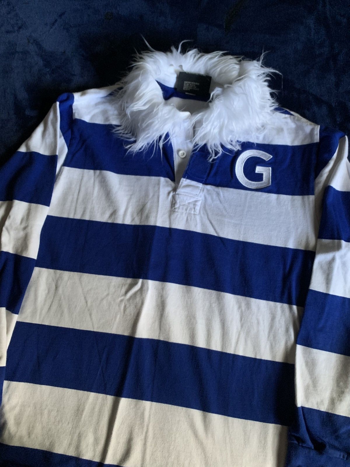 Other Blue White Striped Sweater Vintage Fur Fashion Swag 2000s Size US L / EU 52-54 / 3 - 2 Thumbnail