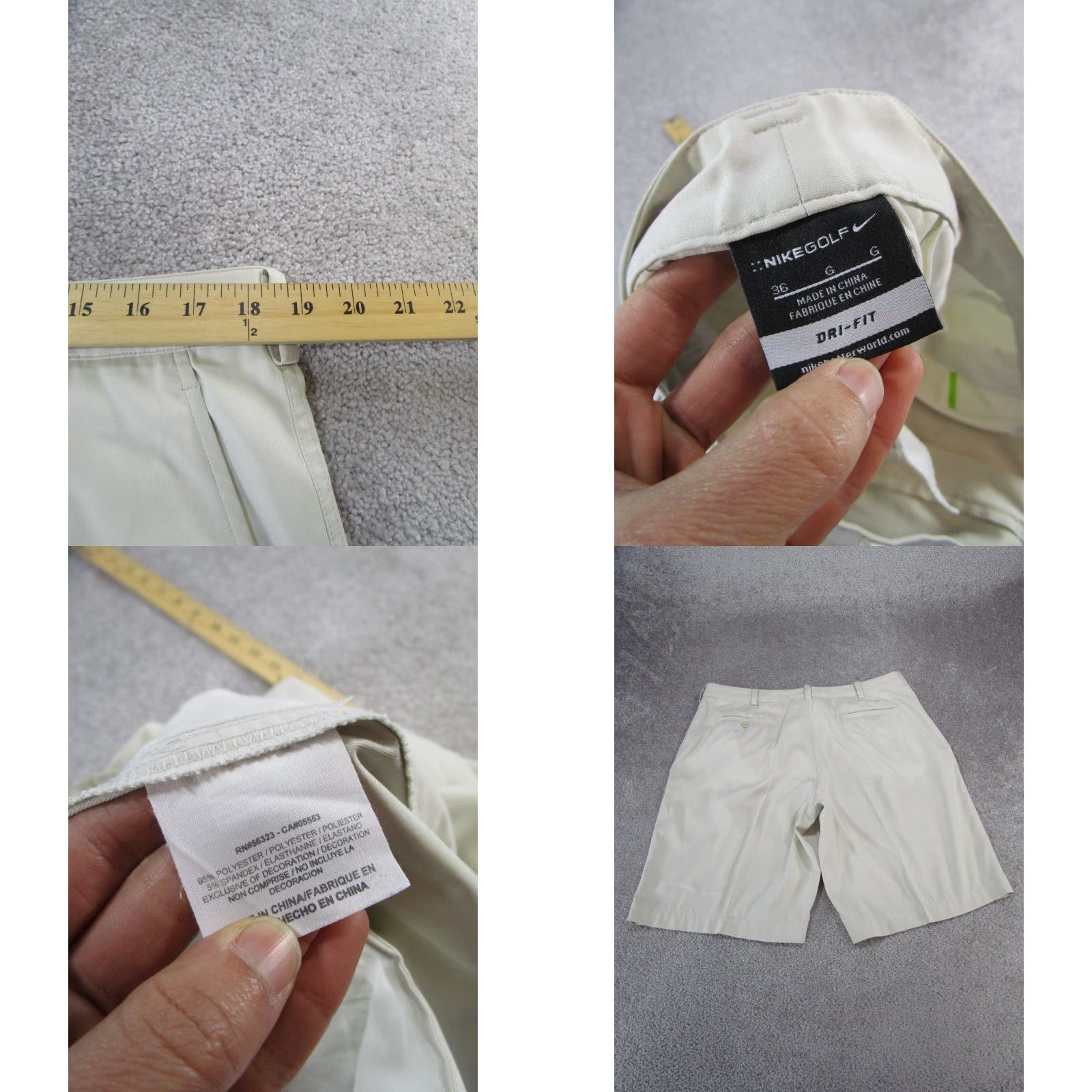 Nike Nike Golf Shorts Mens 36 Dri Fit Beige Lightweight Chino Polyester Spandex Casual Travel Workwear Mens 36 Beige Lightweight Nike Shorts Size US 36 / EU 52 - 8 Thumbnail