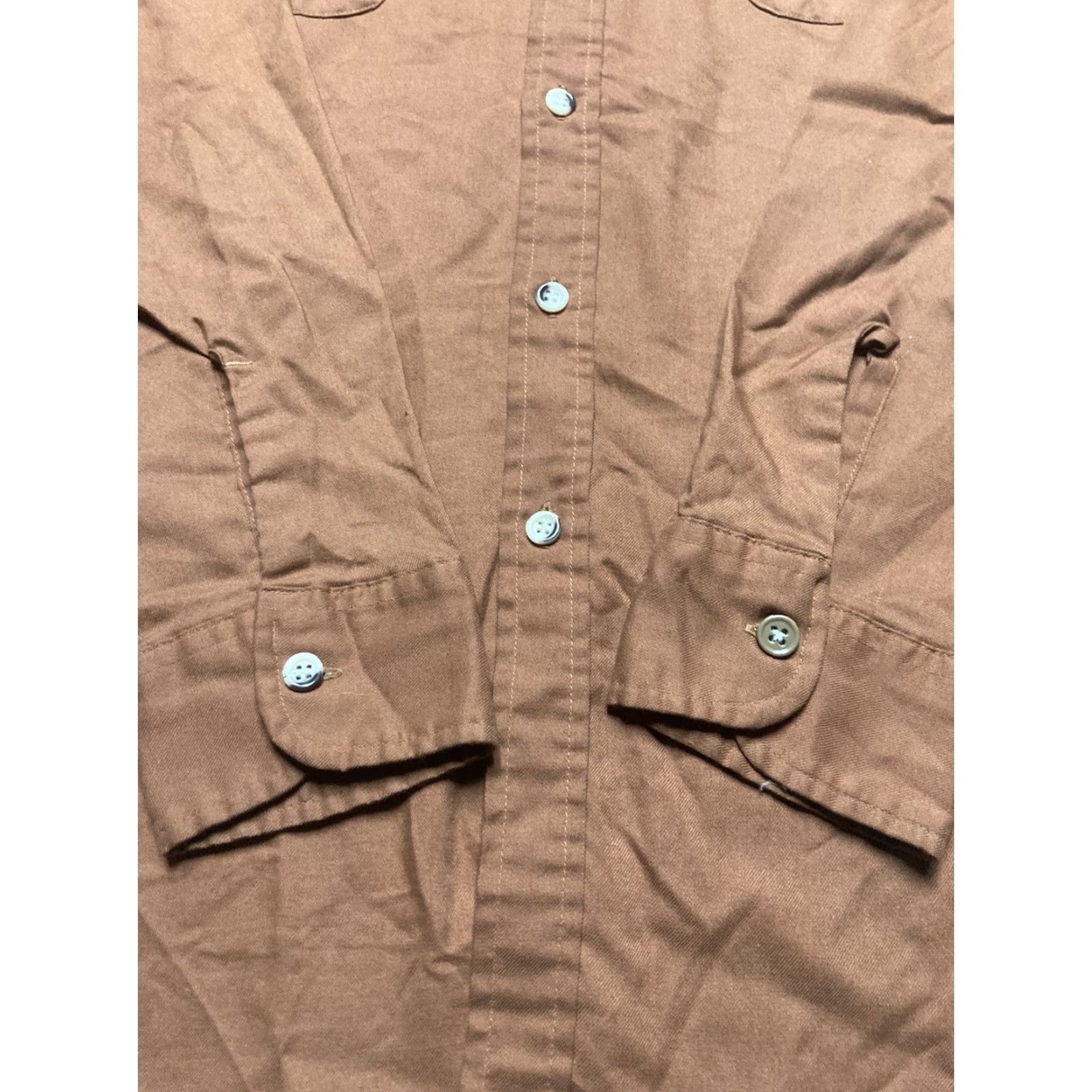 Sears VINTAGE Sears Sportswear 70s Long Sleeve Button-Up Shirt Brown Lightweight Large Men M Mens Shirt Size US L / EU 52-54 / 3 - 2 Thumbnail