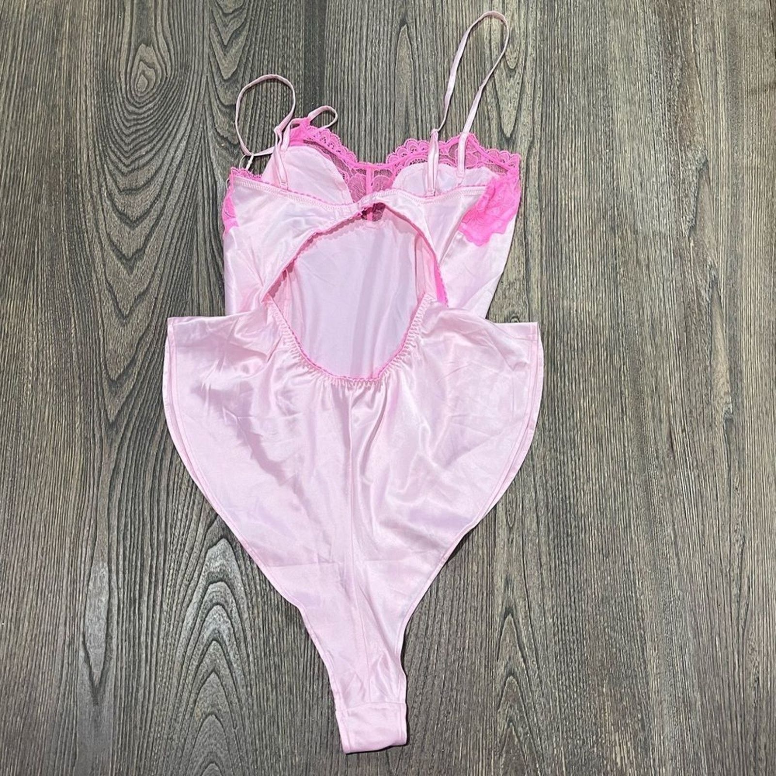 SKIMS NWT Skims Woven Shine Lace Teddy Bodysuit Strap Cherry S Size S / US 4 / IT 40 - 4 Thumbnail
