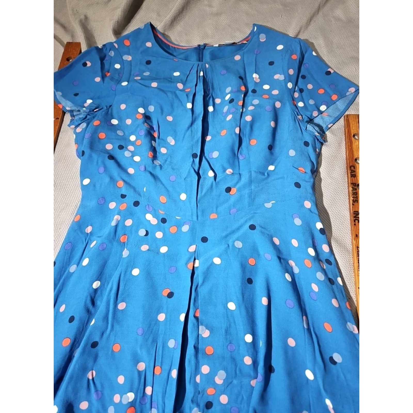 Boden Boden Dress Womens 14L Blue Calissa Multicolor Polka Dot Lined Midi Casual Shirt Womens (Polka Dot) Size XL / US 12-14 / IT 48-50 - 3 Thumbnail