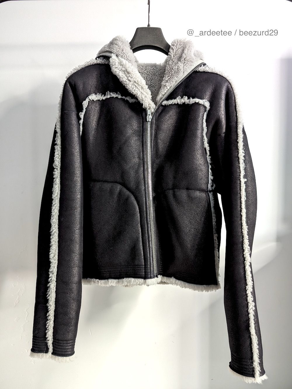 Rick Owens *NEW* SHEARLING LEATHER FULL ZIP SEALED WINDBREAKER JACKET Size US M / EU 48-50 / 2 - 8 Thumbnail