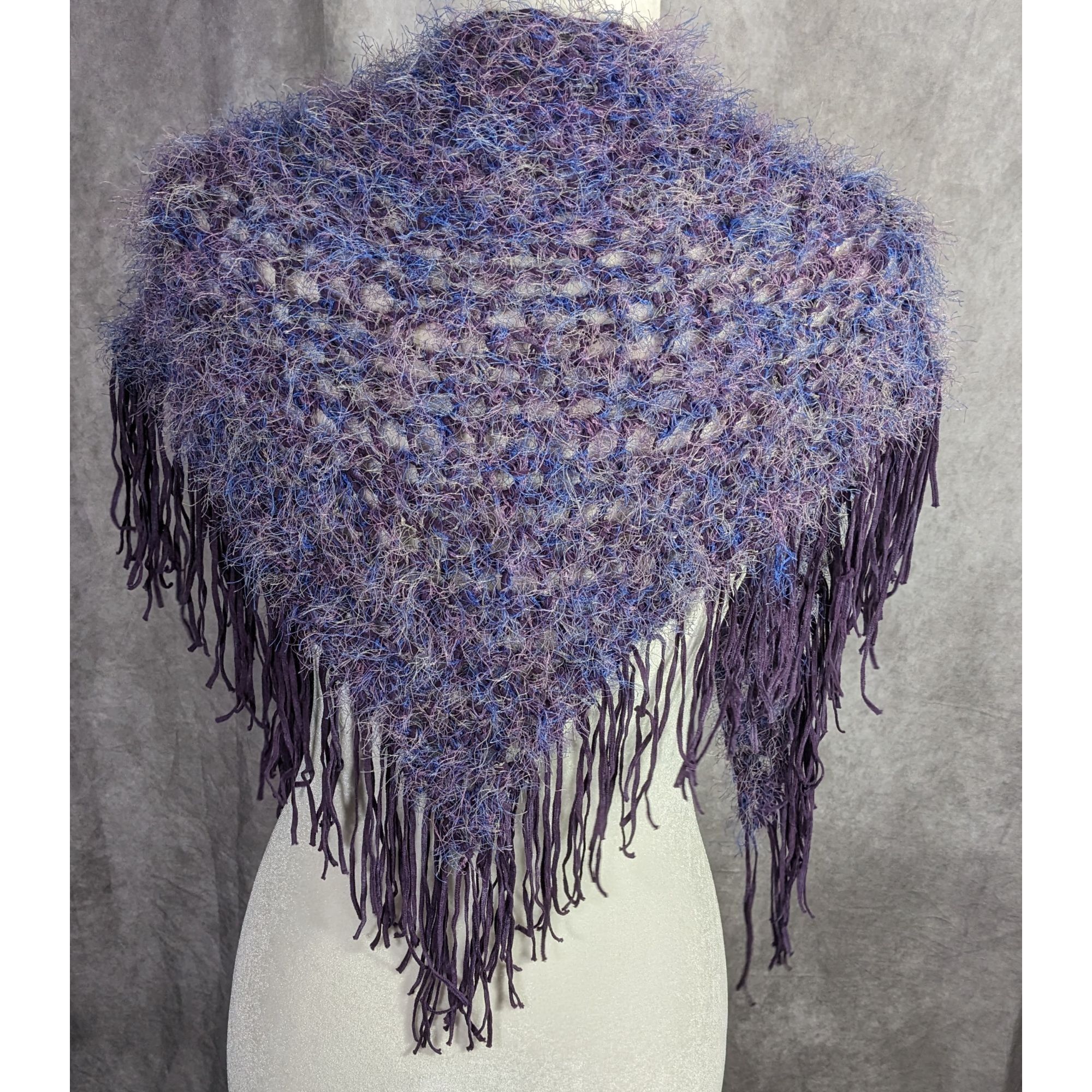 Handmade Whimsygoth Handmade Vintage Eyelash Yarn Triangle Shawl With Size ONE SIZE - 6 Thumbnail