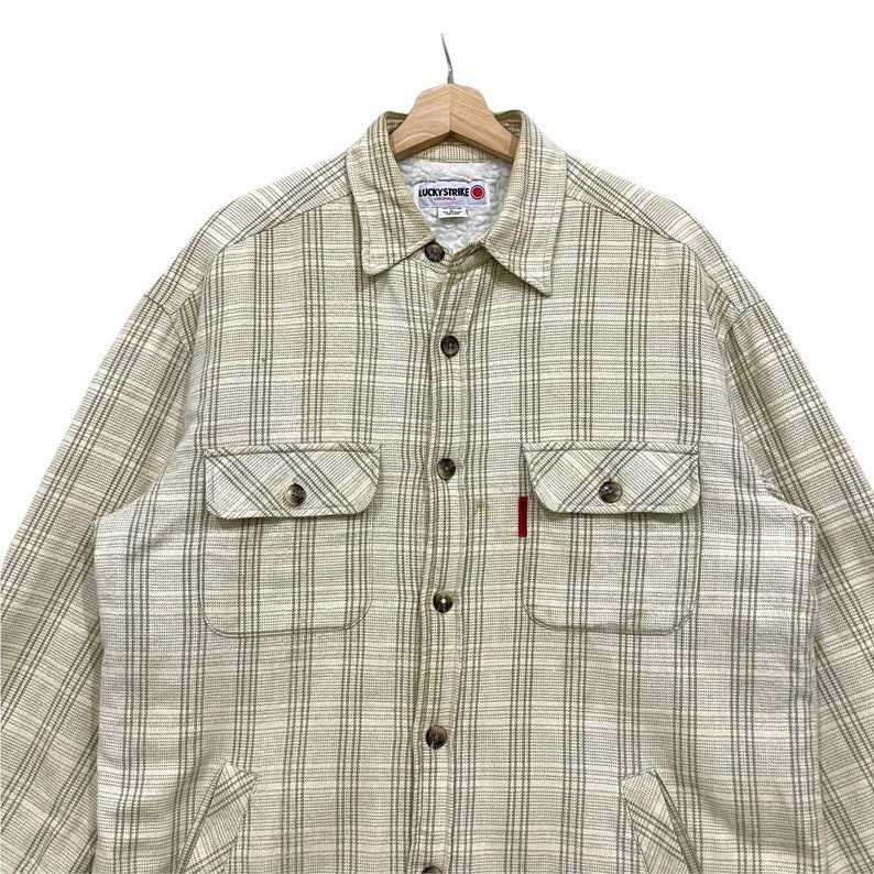 Lucky Brand × Vintage Vintage 90s Lucky Strike Sherpa Button Up Jacket Shirt Size US L / EU 52-54 / 3 - 3 Thumbnail