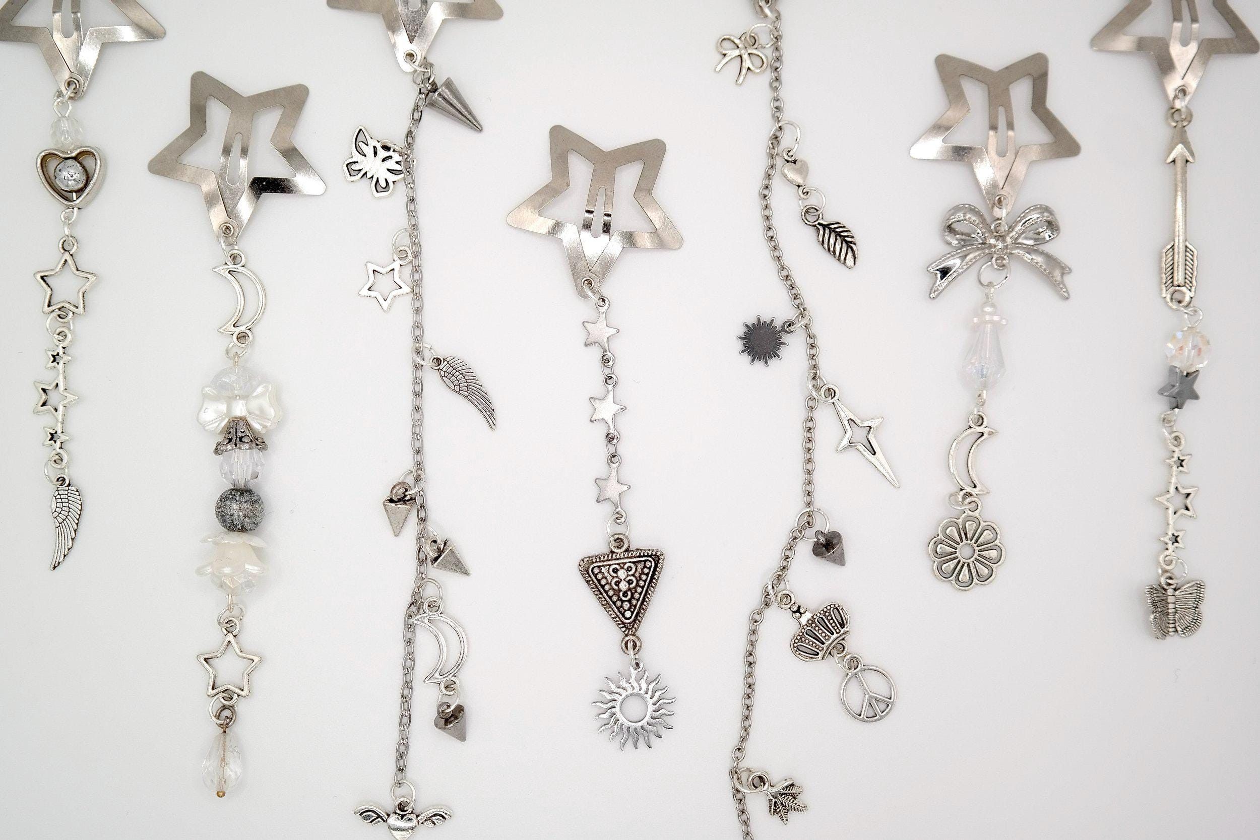 Handmade Silver Star Decorated Hair Clips Size ONE SIZE - 5 Thumbnail