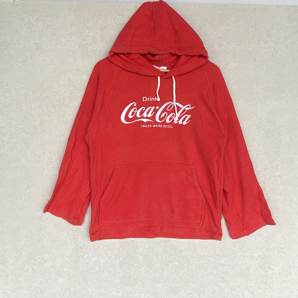 Vintage Cola Cola Printed Hoodie Sweater Red Size L