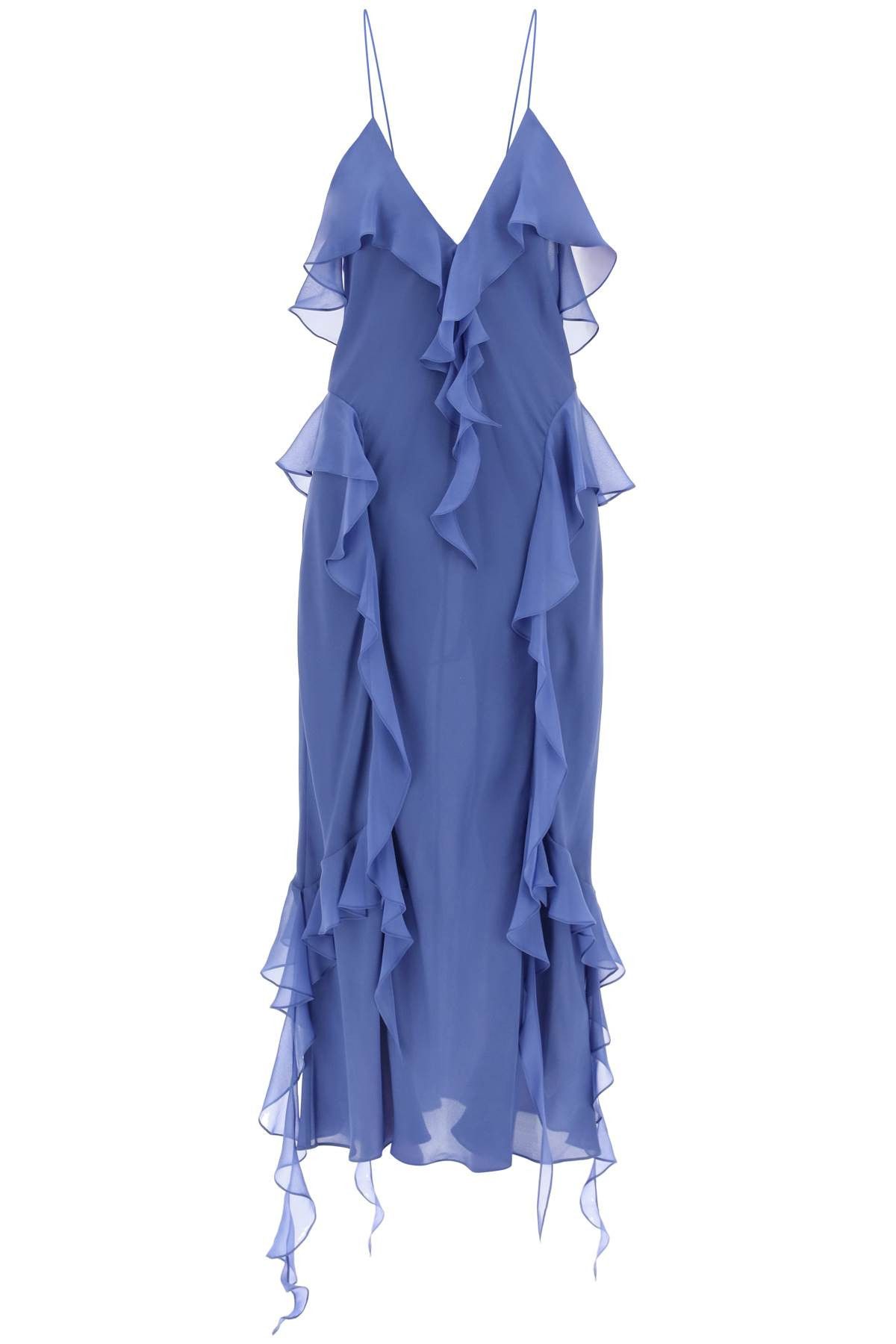 image of Khaite Pim Ruffled Dress in Blue, Women's (Size Small)