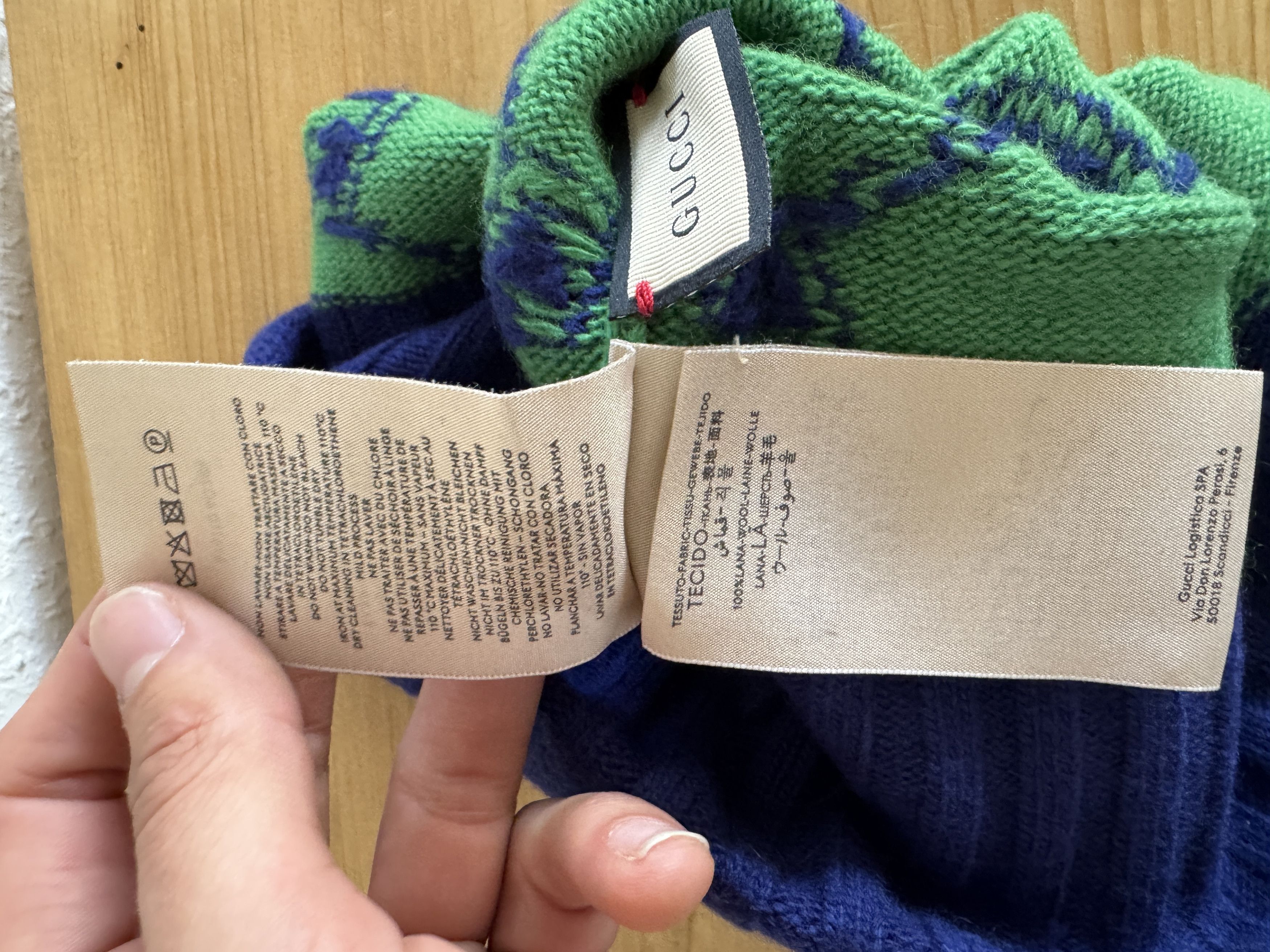 Gucci GUCCI Green/Blue Wool GG Beanie Size ONE SIZE - 4 Thumbnail