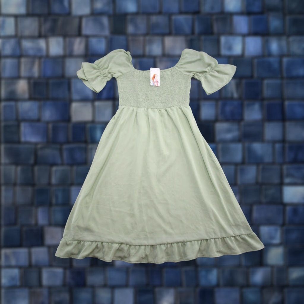 Vintage Pretty Garden Maxi Dress Peasant Pleated Green Dress M Womens Green Maxi Peasant Pleated 90s Style Size M / US 6-8 / IT 42-44 - 1 Thumbnail
