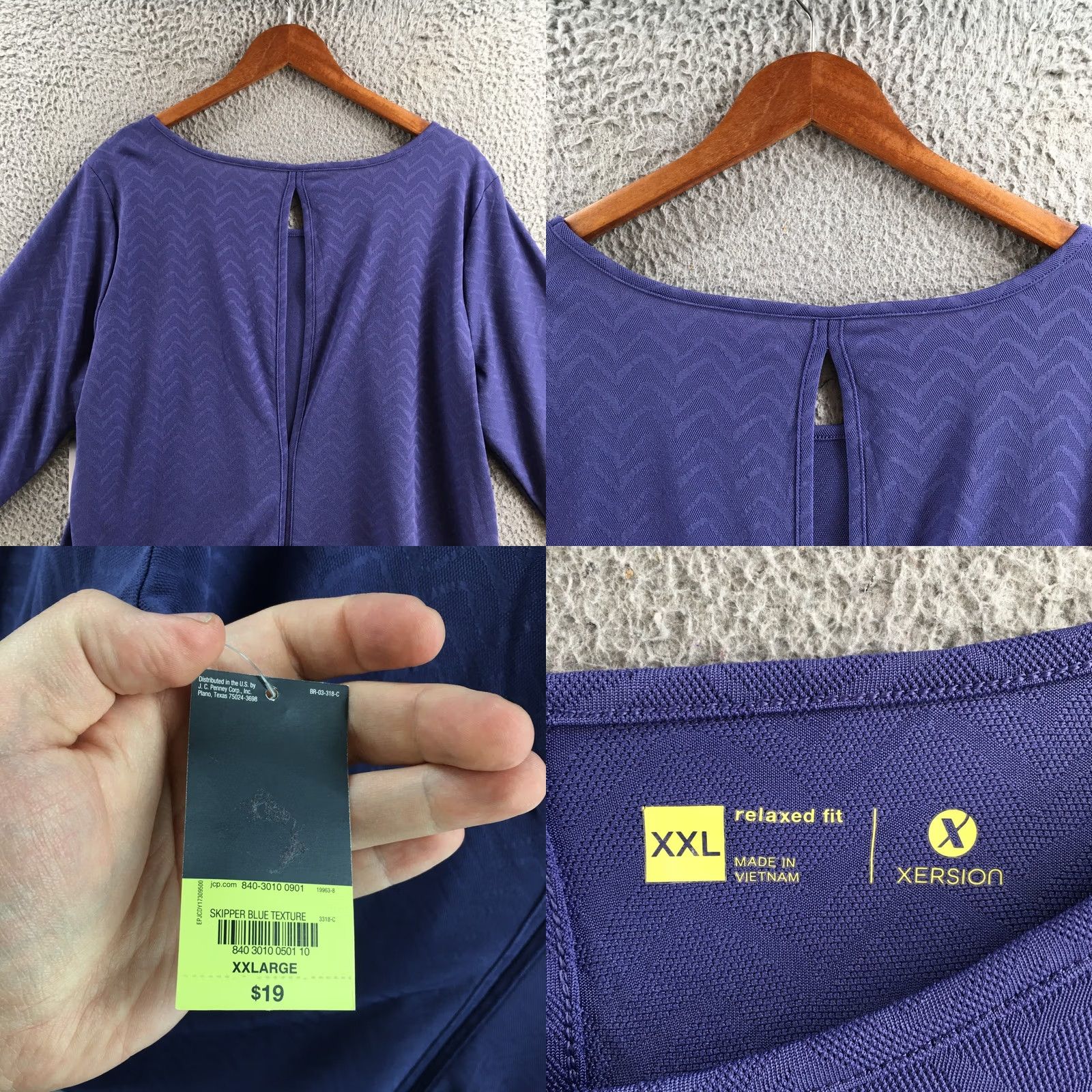 Vintage Xersion Shirt Womens 2XL Skipper Blue Textured Relaxed Fit Polyester Stretch NEW Blouse Casual Shirts Classic All Seasons Mens Womens Girls Boys Size XXL / US 16-18 / IT 52-54 - 8 Thumbnail