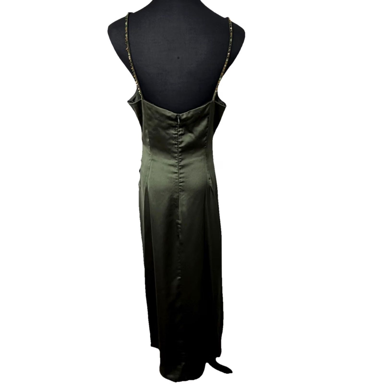 Zara Zara Beaded Satin Slip Dress - Womens Midi Green Satin Beaded Halter Mini Formal Nwot Small Size S / US 4 / IT 40 - 6 Thumbnail