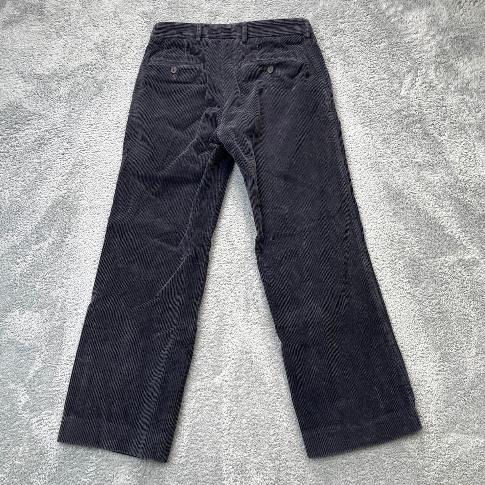 Faconnable Façonnable Pants Mens 30x28 Corduroy Cotton Stretch Straight Leg Lined Navy Black Smart Casual Slant Slash Pocket Java Size US 30 / EU 46 - 3 Thumbnail