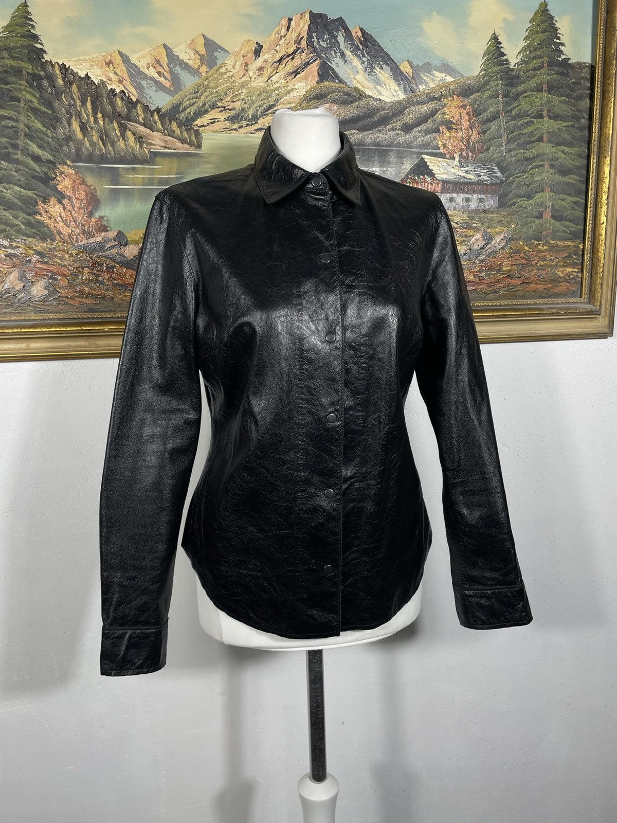 Vintage Vintage Y2k Avant Garde Black Real Cow Leather Bomber Jacket Size M / US 6-8 / IT 42-44 - 2 Thumbnail