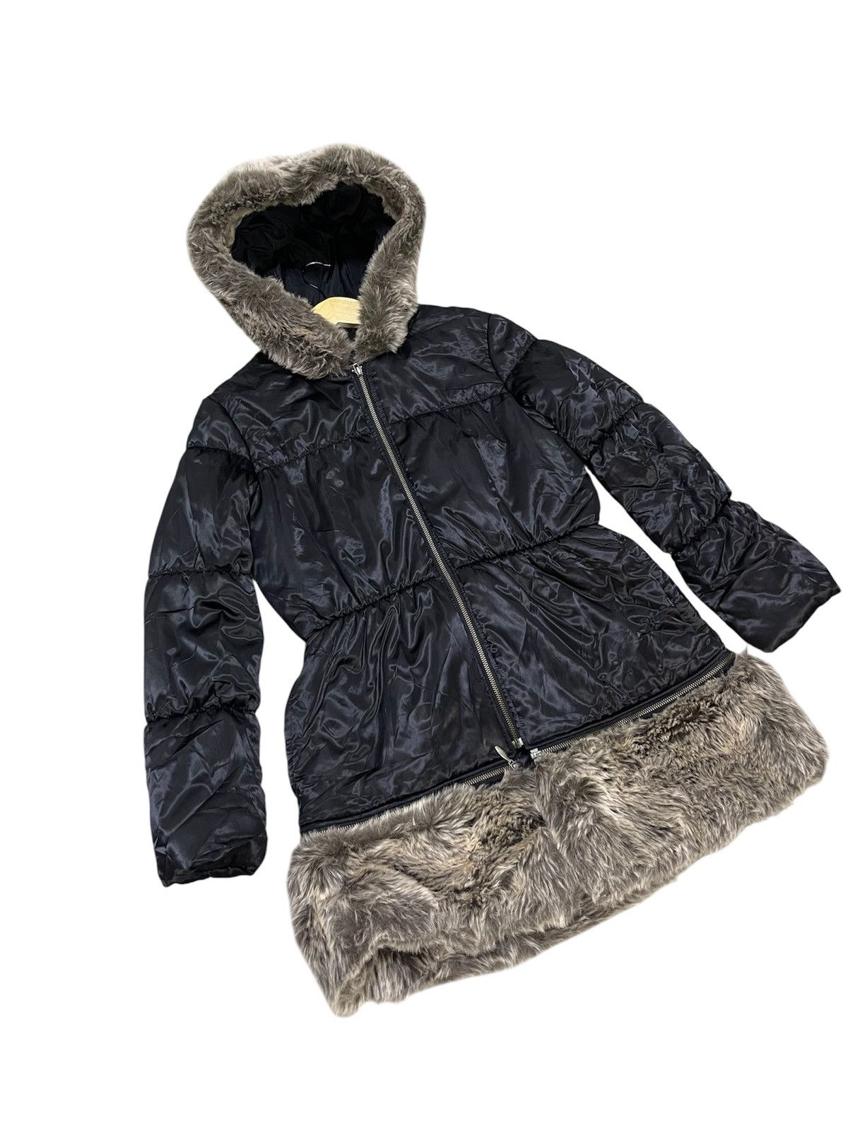 Jean Paul Gaultier Junior Gaultier Girls Black Faux Fur Trim Winter Coat Jacket Size S / US 4 / IT 40 - 8 Thumbnail