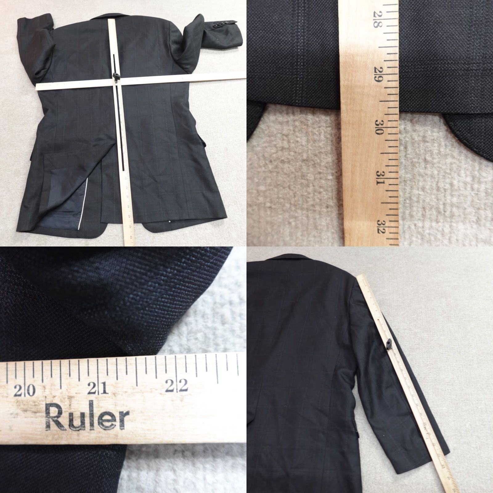 Vintage VERSACE COLLECTION Blazer Jacket 42R Black Silk Wool Peak Lapel Plaid, Single-Breasted, Two-Button, Men, Jacket, Tuxedo, Plaid, Regular Size 42R - 8 Thumbnail