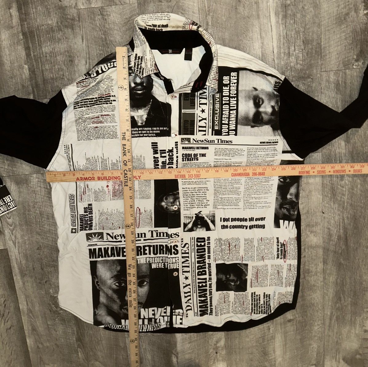 Makaveli MAKAVELI Mens XXXL Tupac Newspaper Print Button Shirt Size US XXL / EU 58 / 5 - 3 Thumbnail