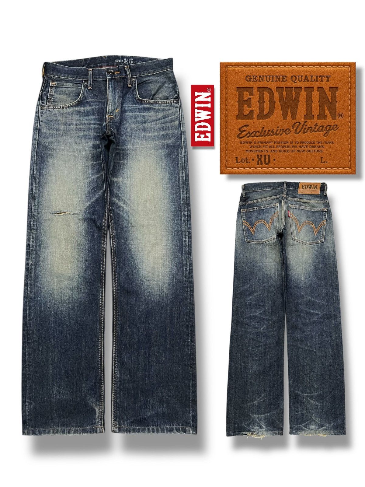 Edwin Edwin 403 Exclusive Vintage Japan - Faded, Distressed Denim Size US 31 - 1 Thumbnail