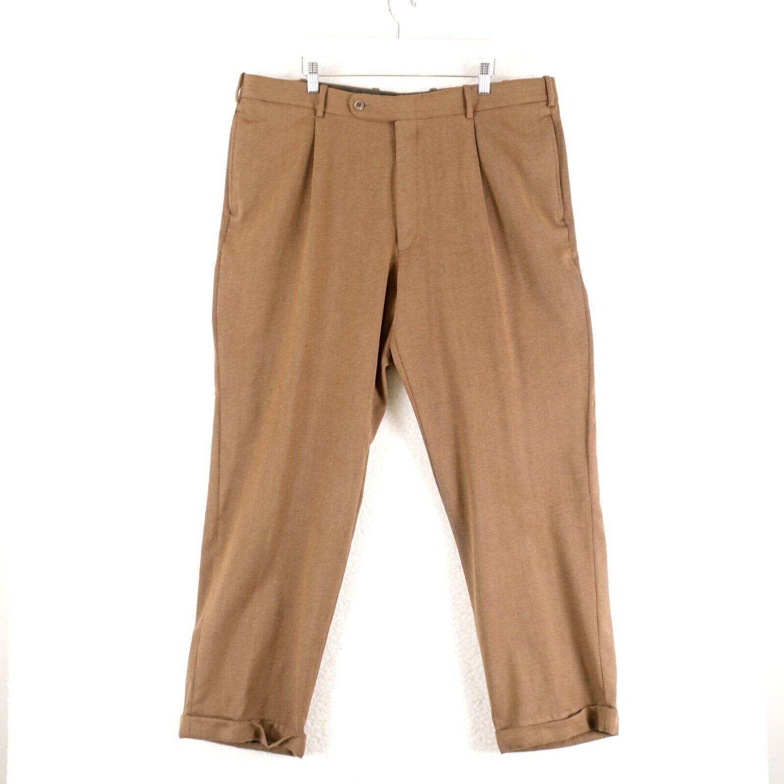Holland & Sherry Tom James Holland & Sherry Thick Wool Brown Pleated Cuffed D Size 40R - 1 Thumbnail