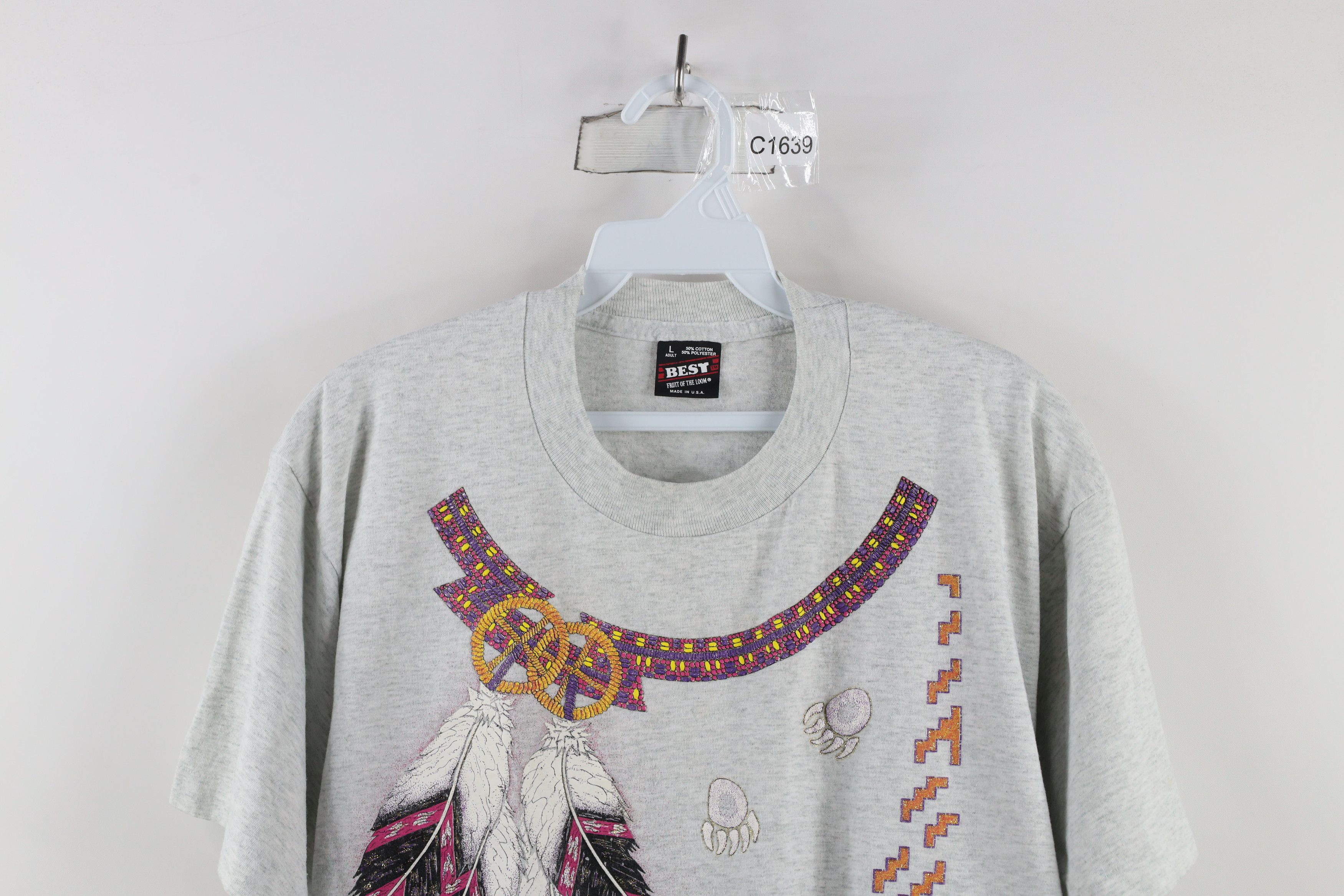 Vintage Vintage 90s Streetwear Out Oklahoma Feather Bead T-Shirt USA Size L / US 10 / IT 46 - 2 Thumbnail