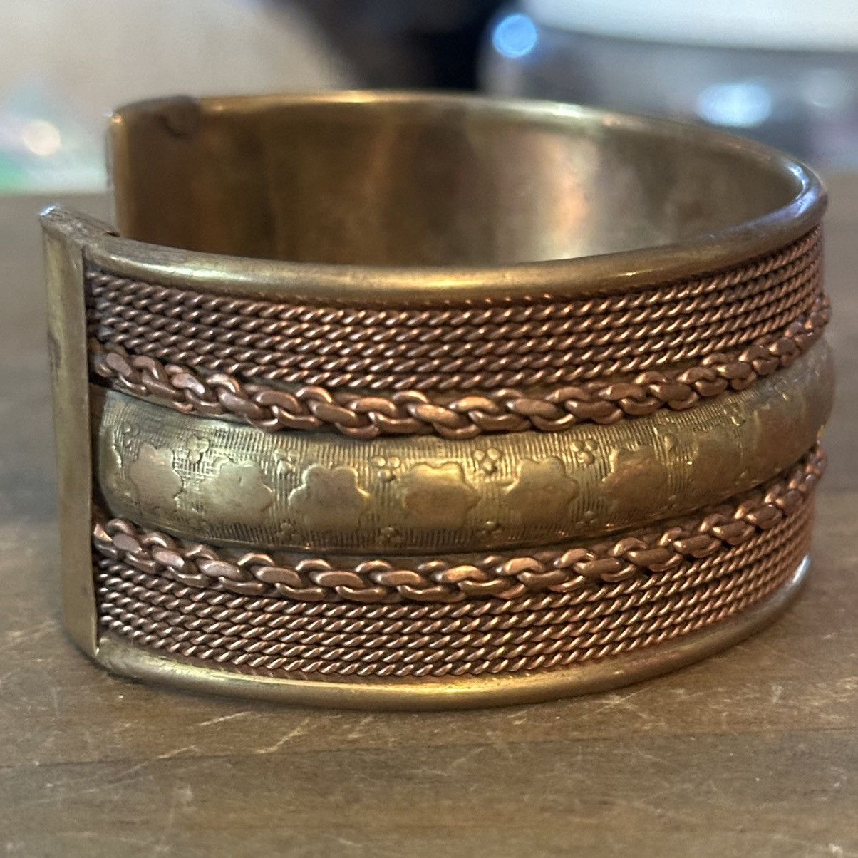 Vintage Vintage wide brass cuff bracelet Size ONE SIZE - 7 Thumbnail
