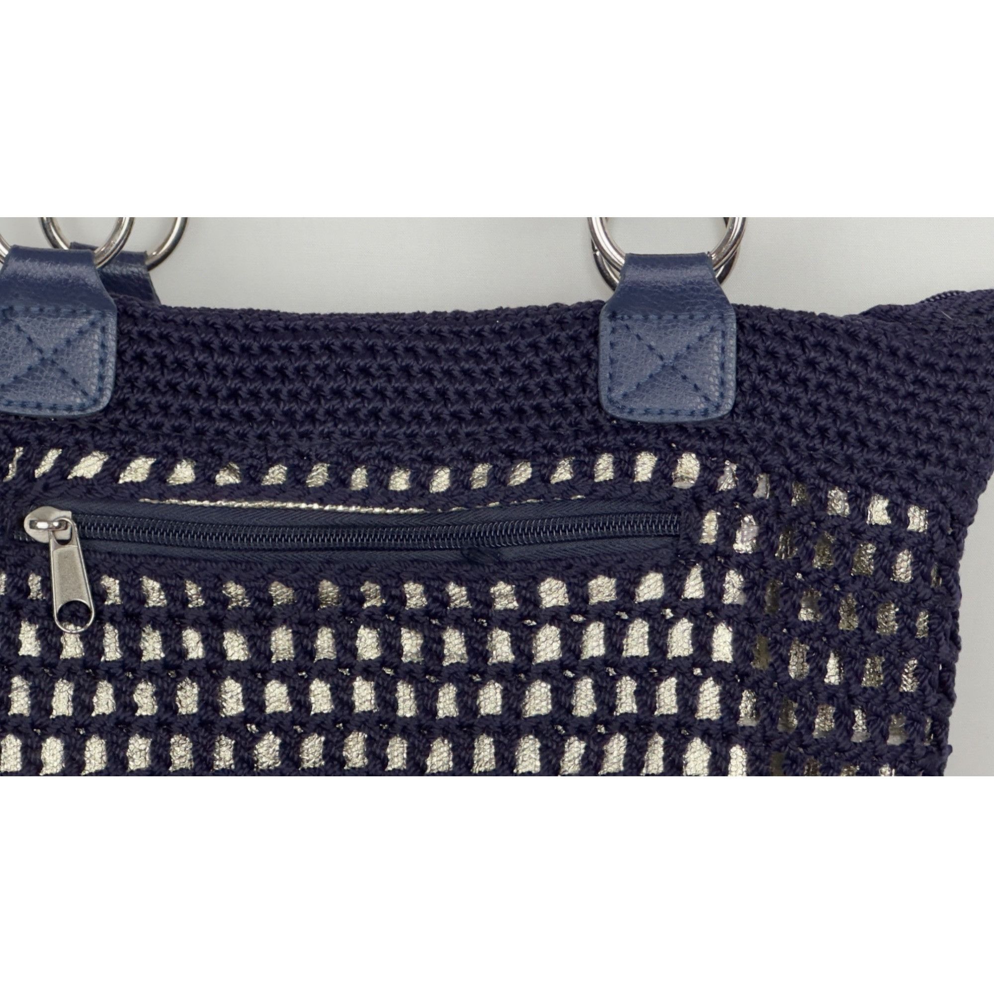 The Sak The Sak Navy Crochet Tote Bag With Zipper Pocket & Shoulder Size ONE SIZE - 8 Thumbnail