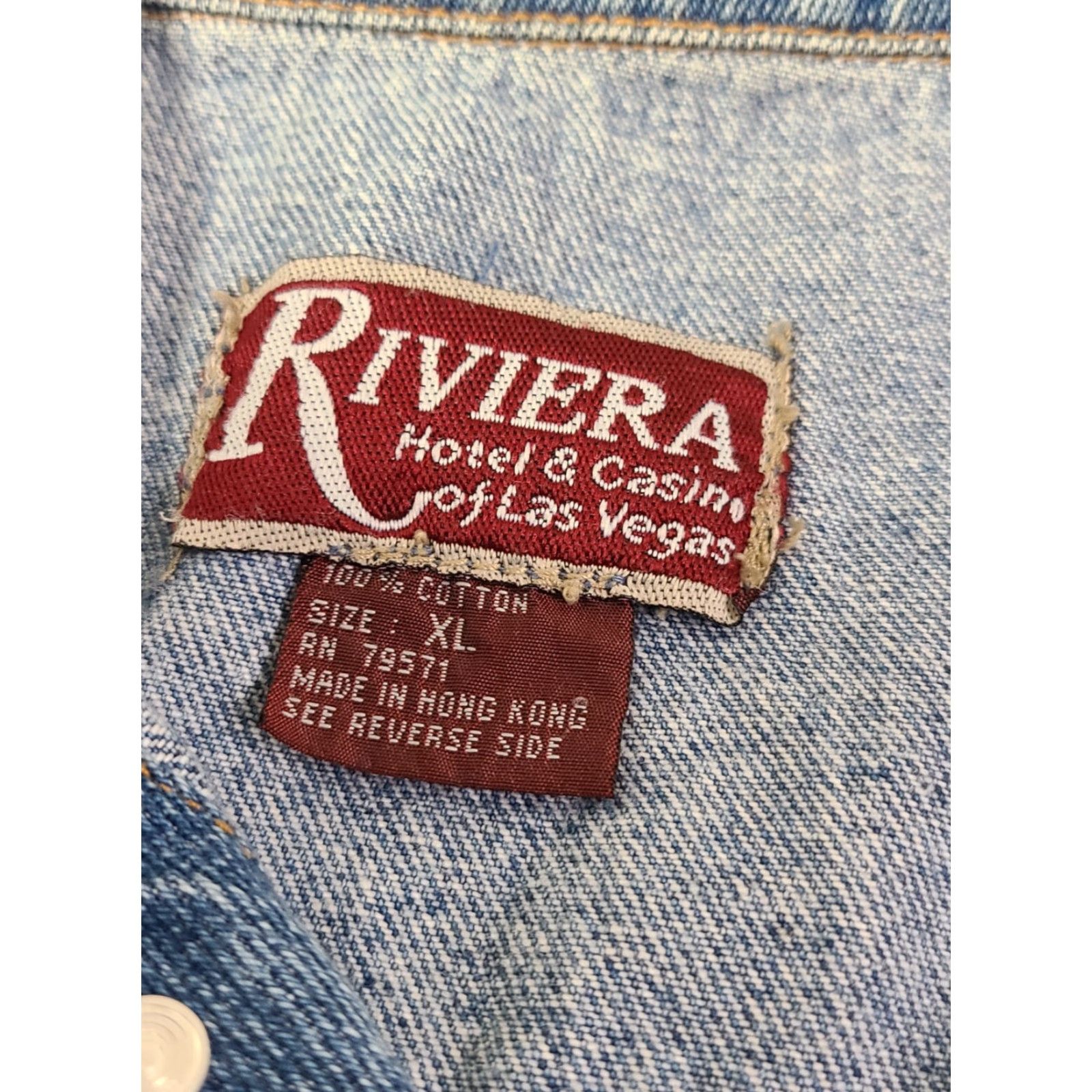 Rivieras VINTAGE Riviera Blues Denim Jacket Las Vegas 90s Nevada Mens XL Blue Jacket Size 40" / US 18 - 6 Thumbnail