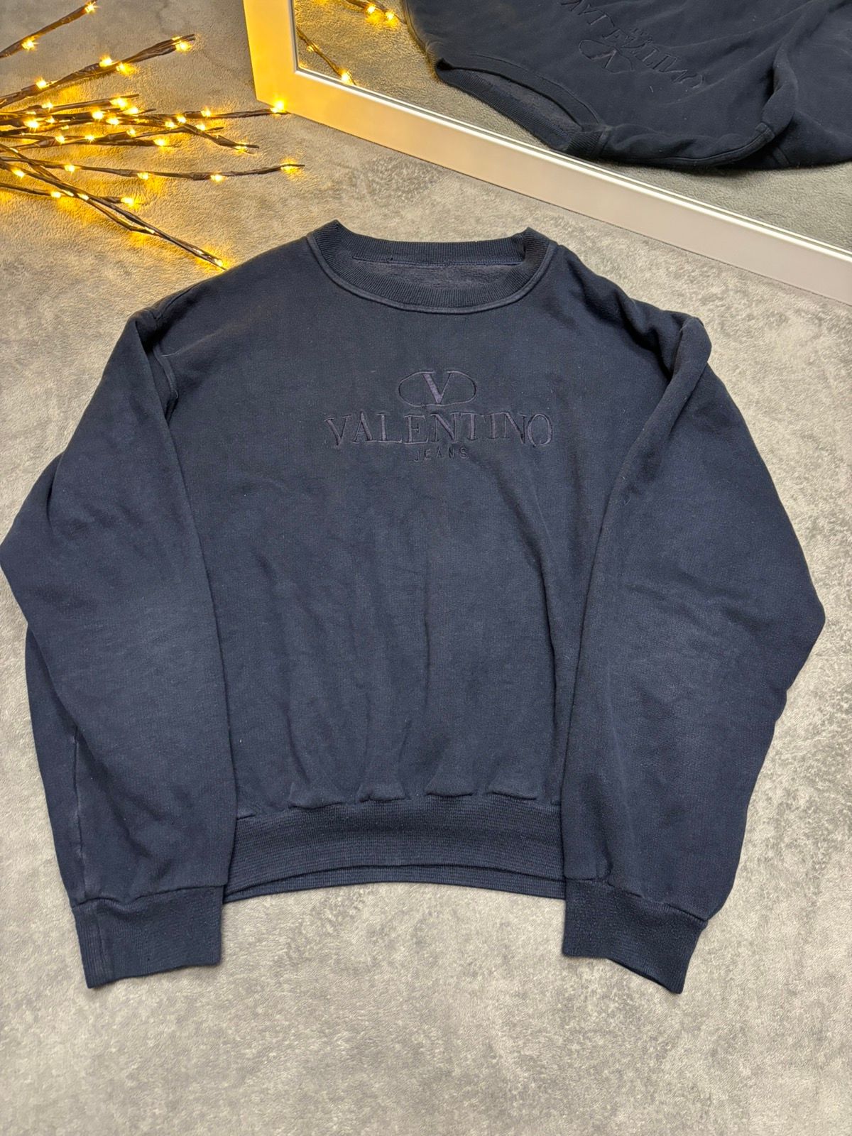 Pre-owned Valentino Vintage  Sweatshirt Embroidery In Navy