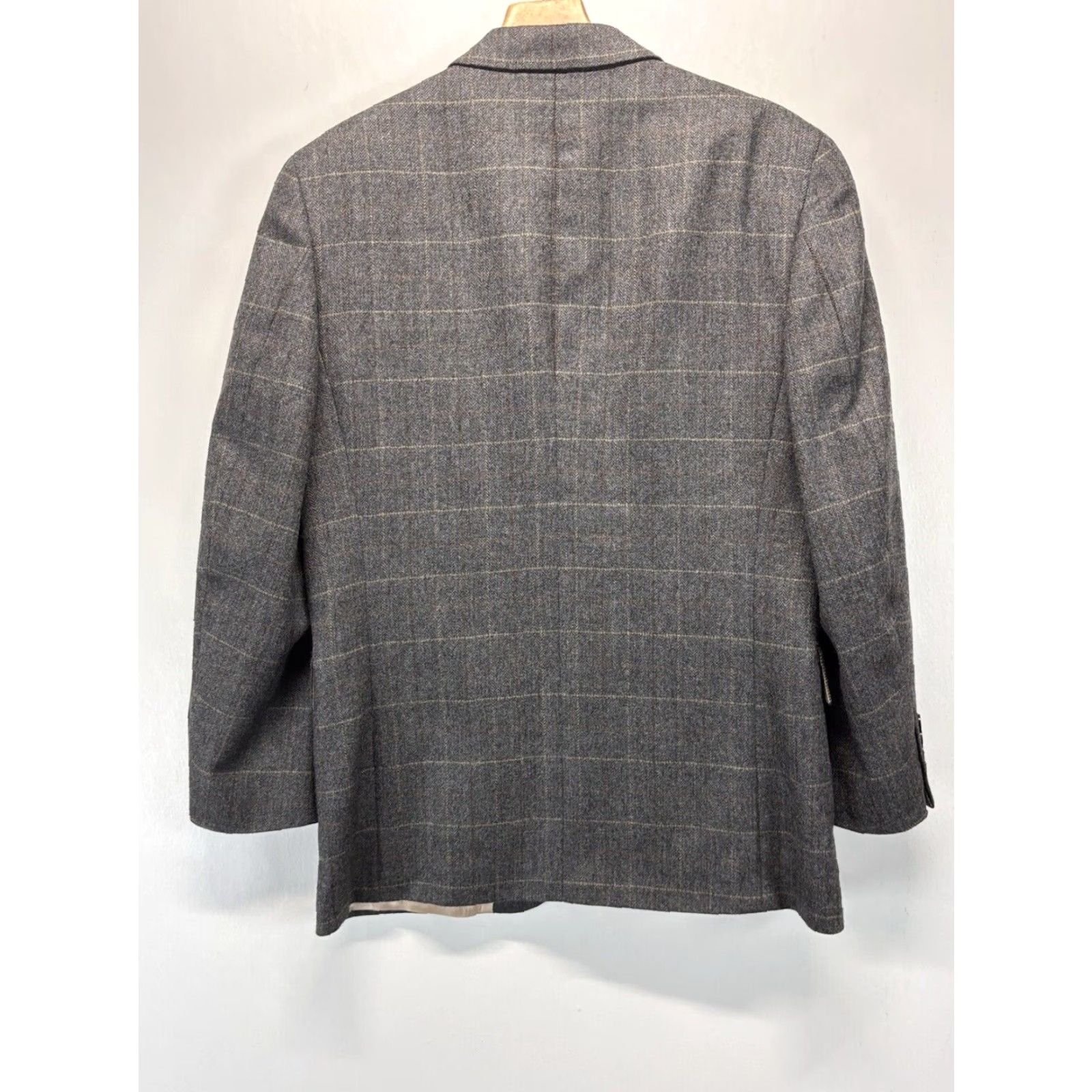 Nautica Nautica Wool Blazer Sport Coat 40R Gray Plaid Windowpane 3-Button Mens Size 40R - 2 Thumbnail